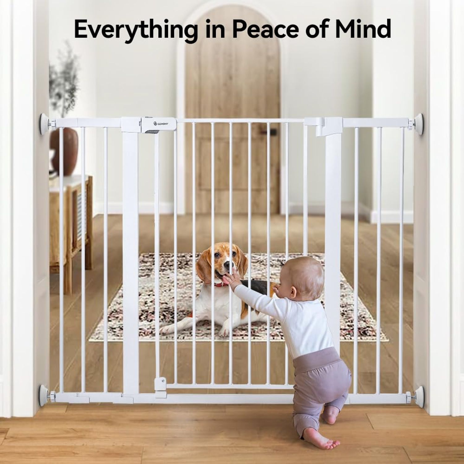 COMOMY 4 Pack Baby Gate Wall Protector, Safety Child Gate Extender Wall Cups, Baby Gate Wall Guard for Protect Walls & Doorways from Pet & Dog Gates, Pressure Mounted Gates Extension Kit, White