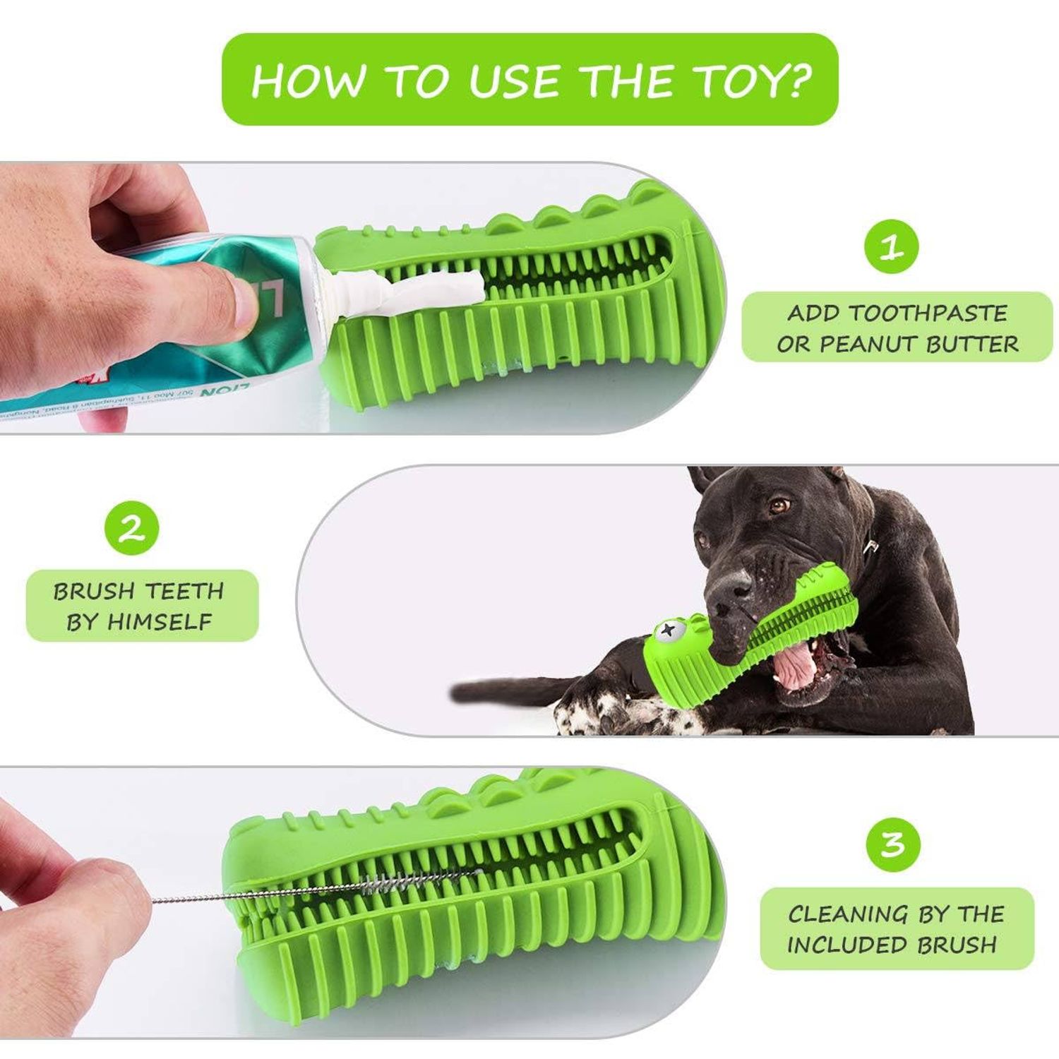NECHAN Dog Toys for Aggressive Chewers, Dog Chew Toys for Aggressive Chewers Dental Care for Teeth Cleaning,German Shepherds, Golden Retrievers, Labradors, and Huskies (Green)