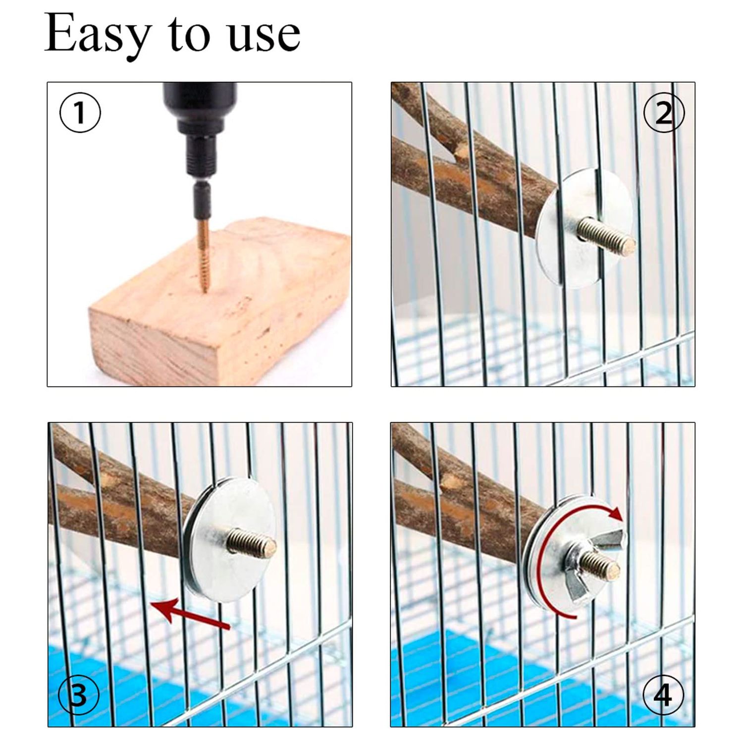 12 Sets Bird Cage Screws Bird Perch Stand Platform Accessories 24 Washers 12 Screws 12 Wing Nuts Hardware for Fixing Bird Playground Perch Food Bowls Feeder Breeding Box
