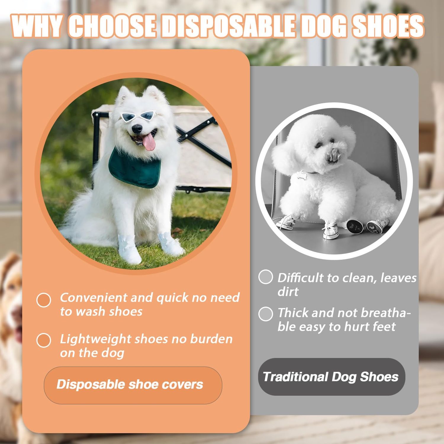 40 Pcs Disposable Dog Boots for Paw Protection with Adjustable Self-Adhesive Bandage, 6.3 * 3.14in Waterproof Dog Foot Covers for Dog