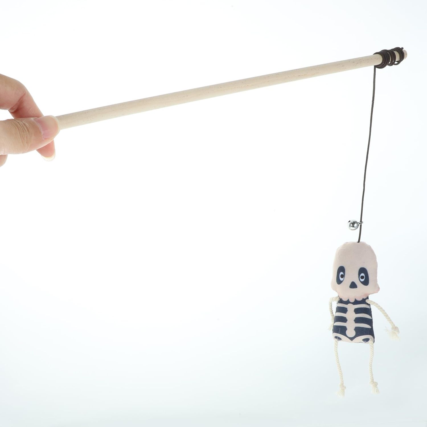 LUOZZY 2PCS Cat Tease Sticks Halloween Kitten Teasing Toys with Skull and Ghost Plush Cat Teaser Wands Interactive Cat Biting Plaything for Indoor Cat Kitten