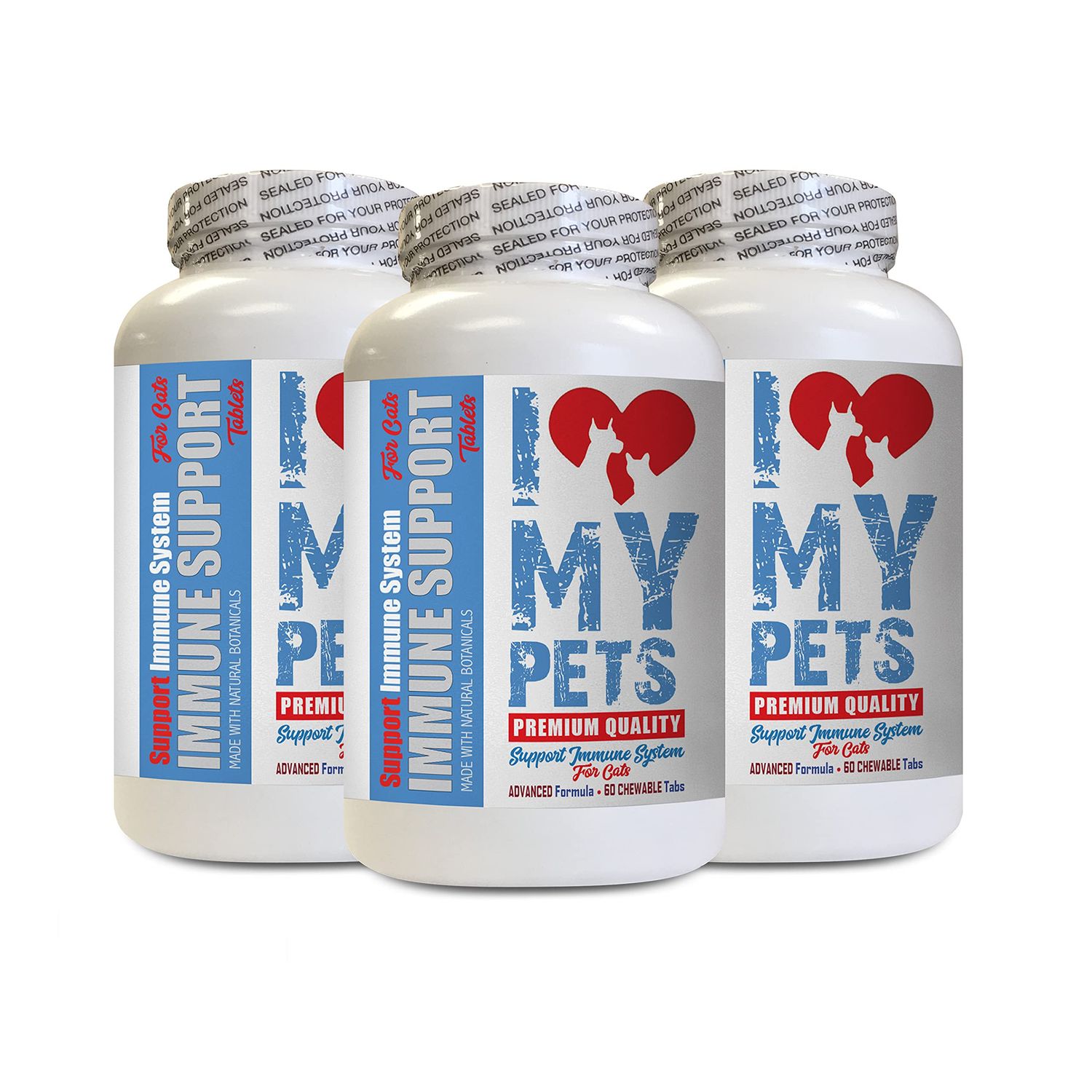 I LOVE MY PETS LLC cat Heart Supplements - CAT Immune Support - Booster - Healthy Supplement - cat Skin Supplement - 180 Treats (3 Bottles)
