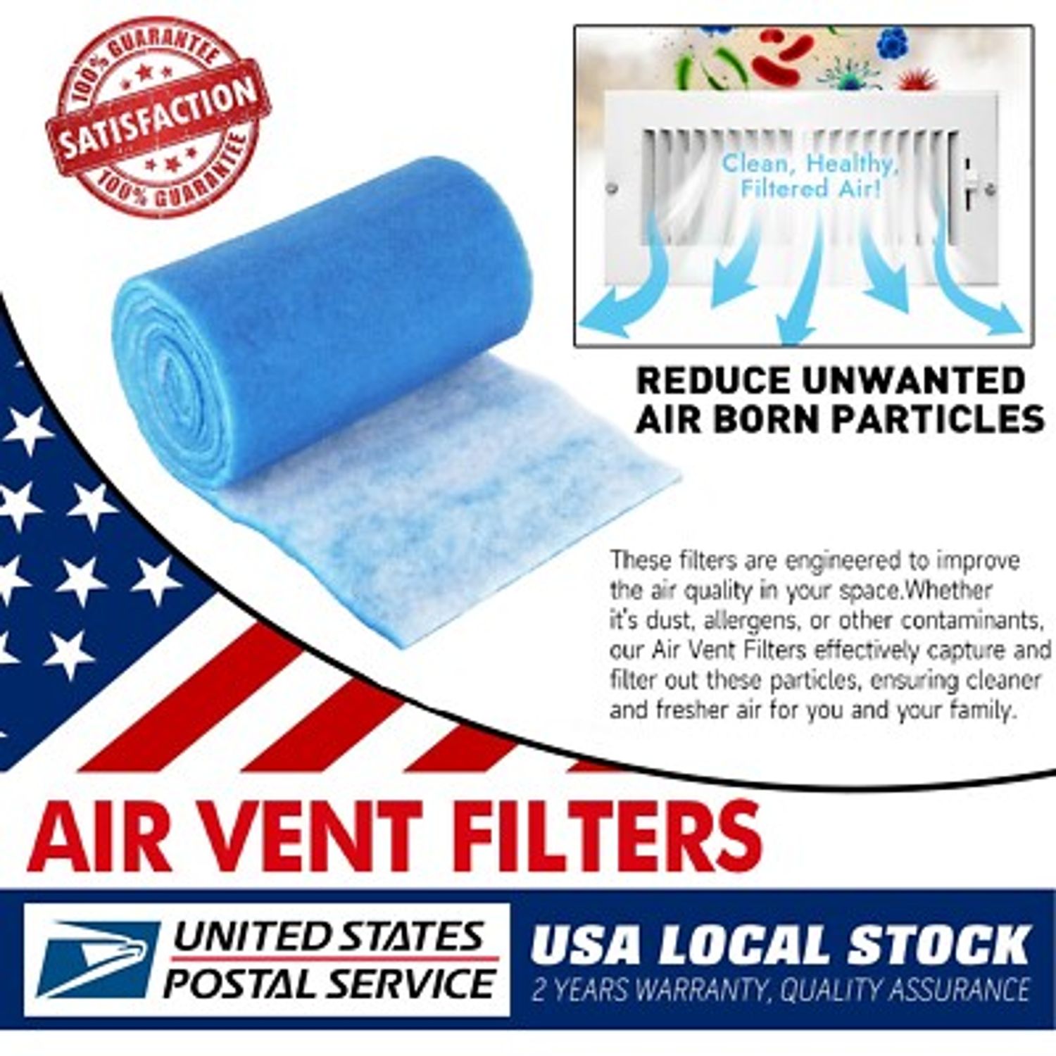 12" Blue White Bonded Aquarium Media Pad 140" x 12"  Fiber Floss Filter Material