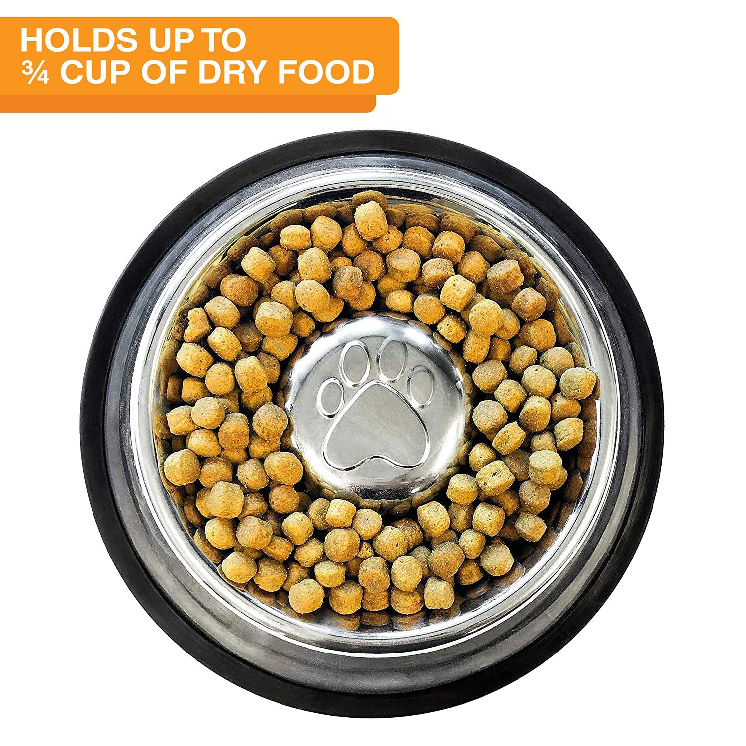 Neater Pet Brands Stainless Steel Slow Feed Bowl - Non-Tip & Non-Skid - Stops Dog Food Gulping, Bloat, Indigestion, and Rapid Eating (3/4 Cup)