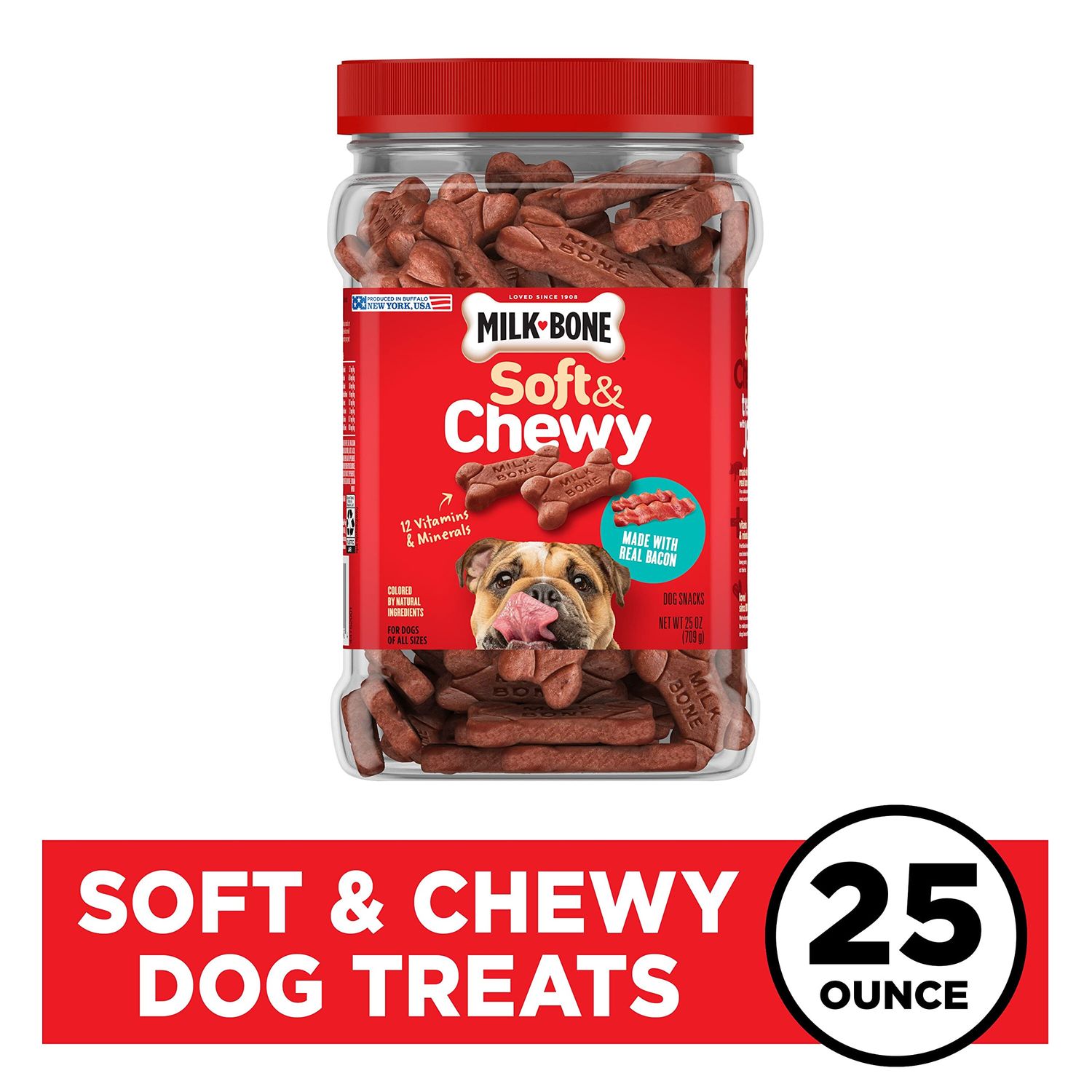 Milk-Bone Soft & Chewy Dog Treats Made with Real Bacon, 25 Ounce