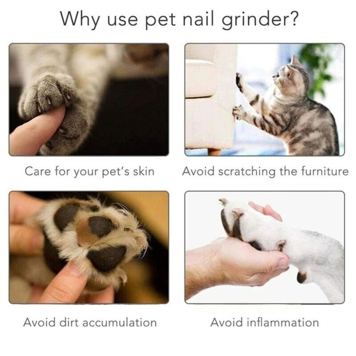 Electric Pet Nail Grinder File Trimmer Dog Cat Pet Claw Grooming Care Clipper Kt