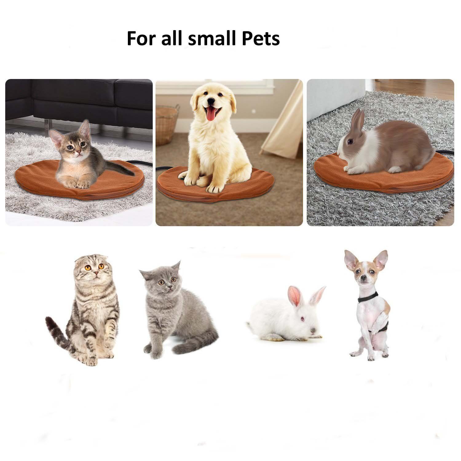 Berocia Pet Heating Pad Small for Kittens Cats Dogs Waterproof Electric 7 Level Adjustable Temperature Pet Bed Warmer Blanket with Chew Resistant Cord Soft Removable Cover (Coffee)