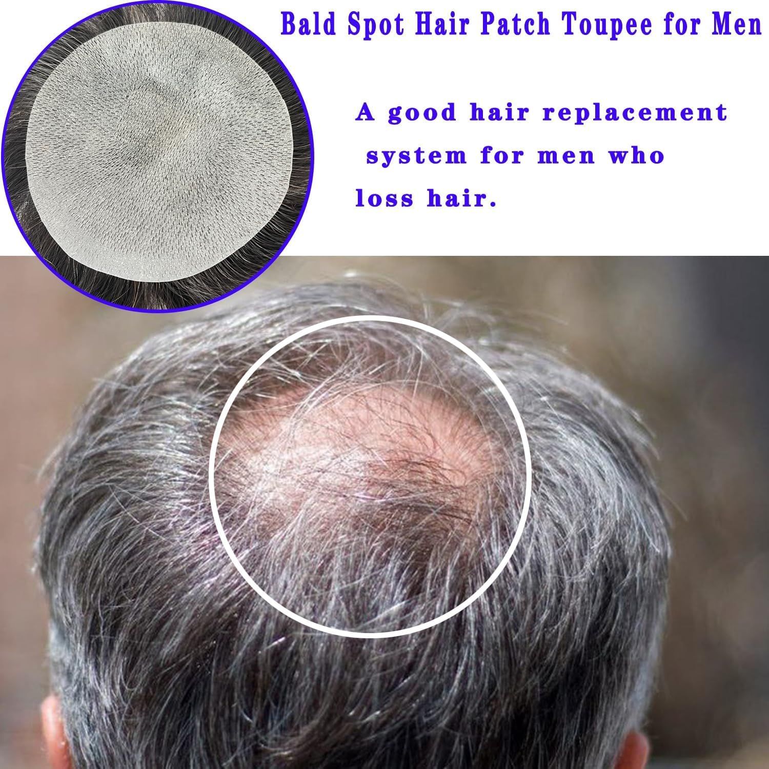 Voloria Bald Spot Hair Patch Toupee for Men 3.15x3.15inches Full PU Skin Base Cover-up Hair Patches Pieces Human Hair Topper Reaplcement Systems Hairpiece (#4 Light Brown Color)