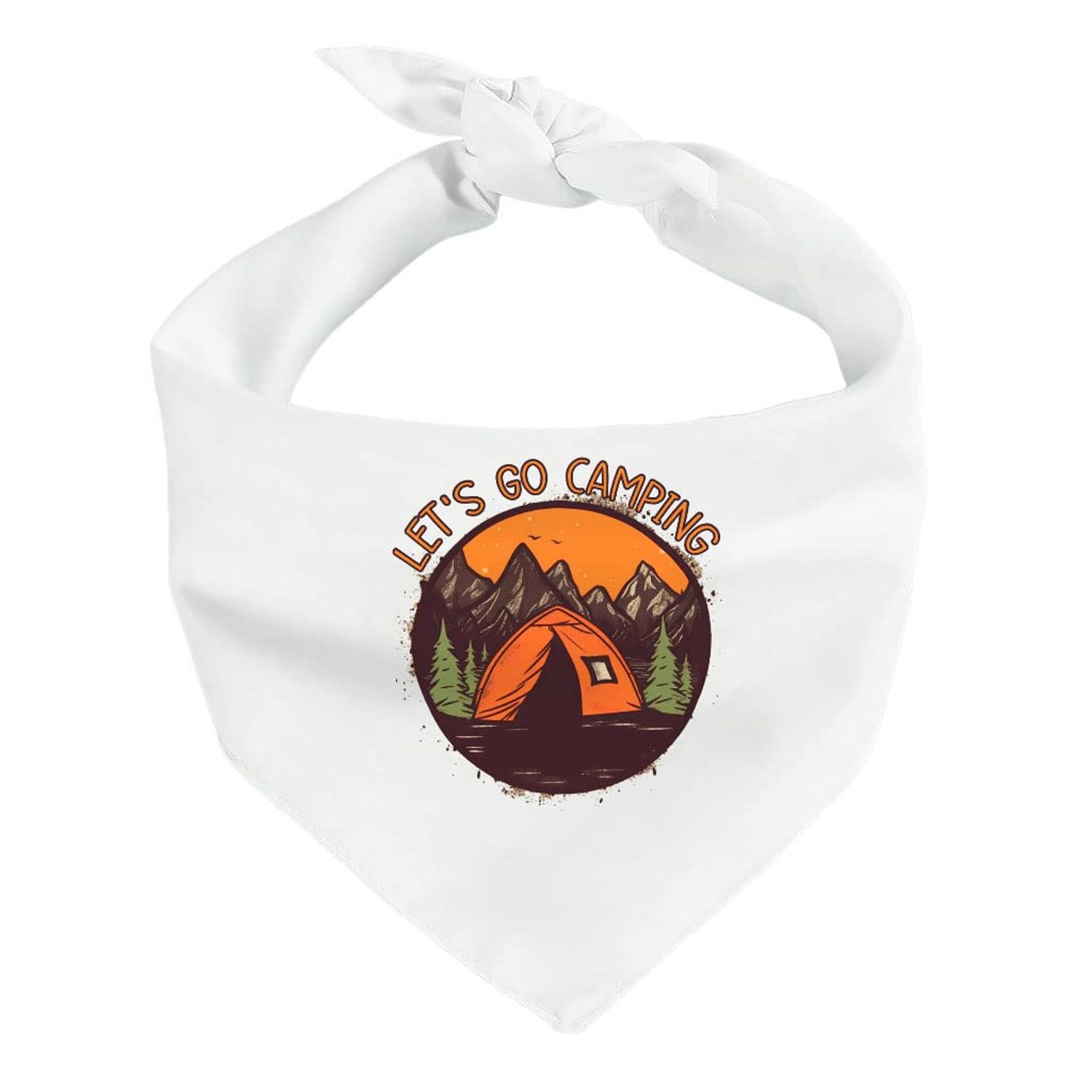 Let's Go Camping Pet Bandana - Tent Dog Bandana - Camping Pet Scarf - M