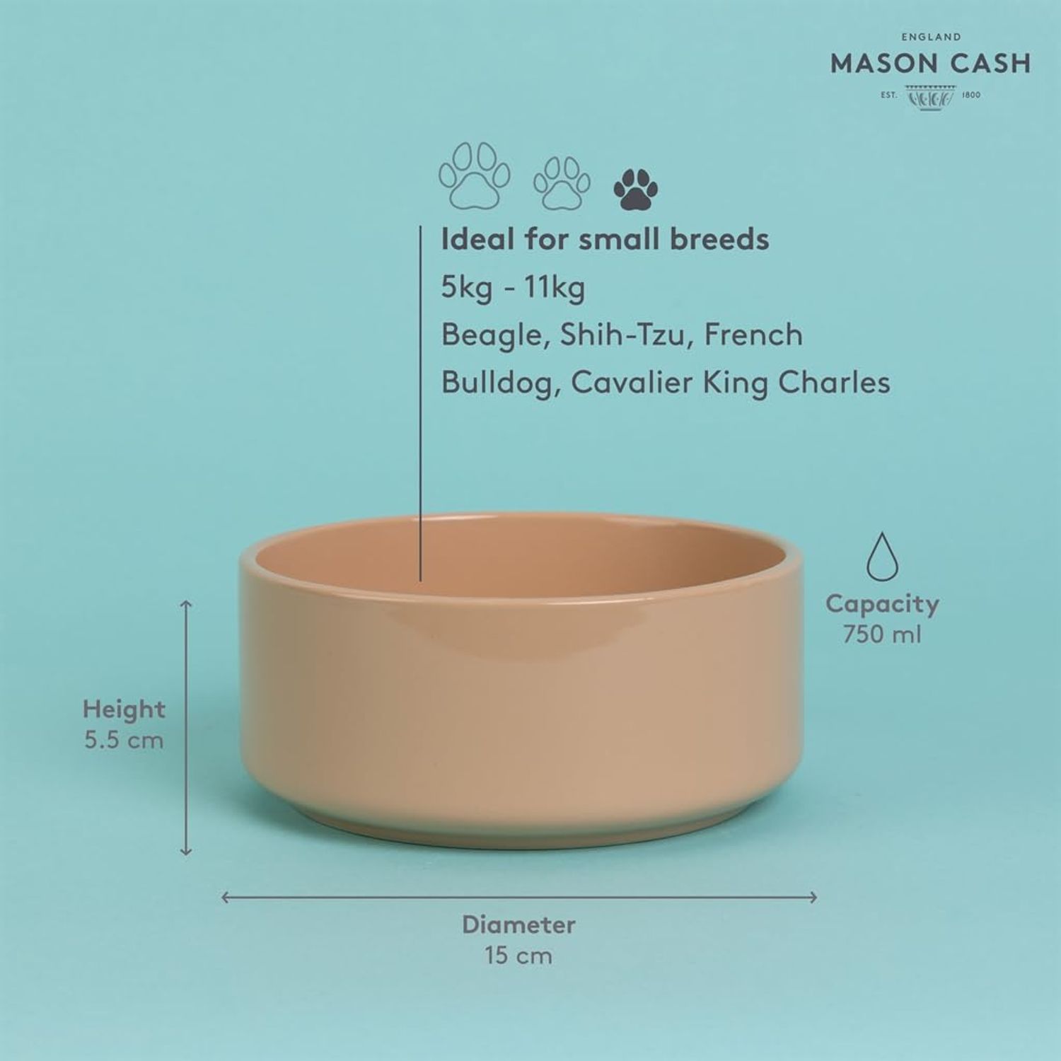 Mason Cash Cane Ceramic Dog Bowl, 6 inch