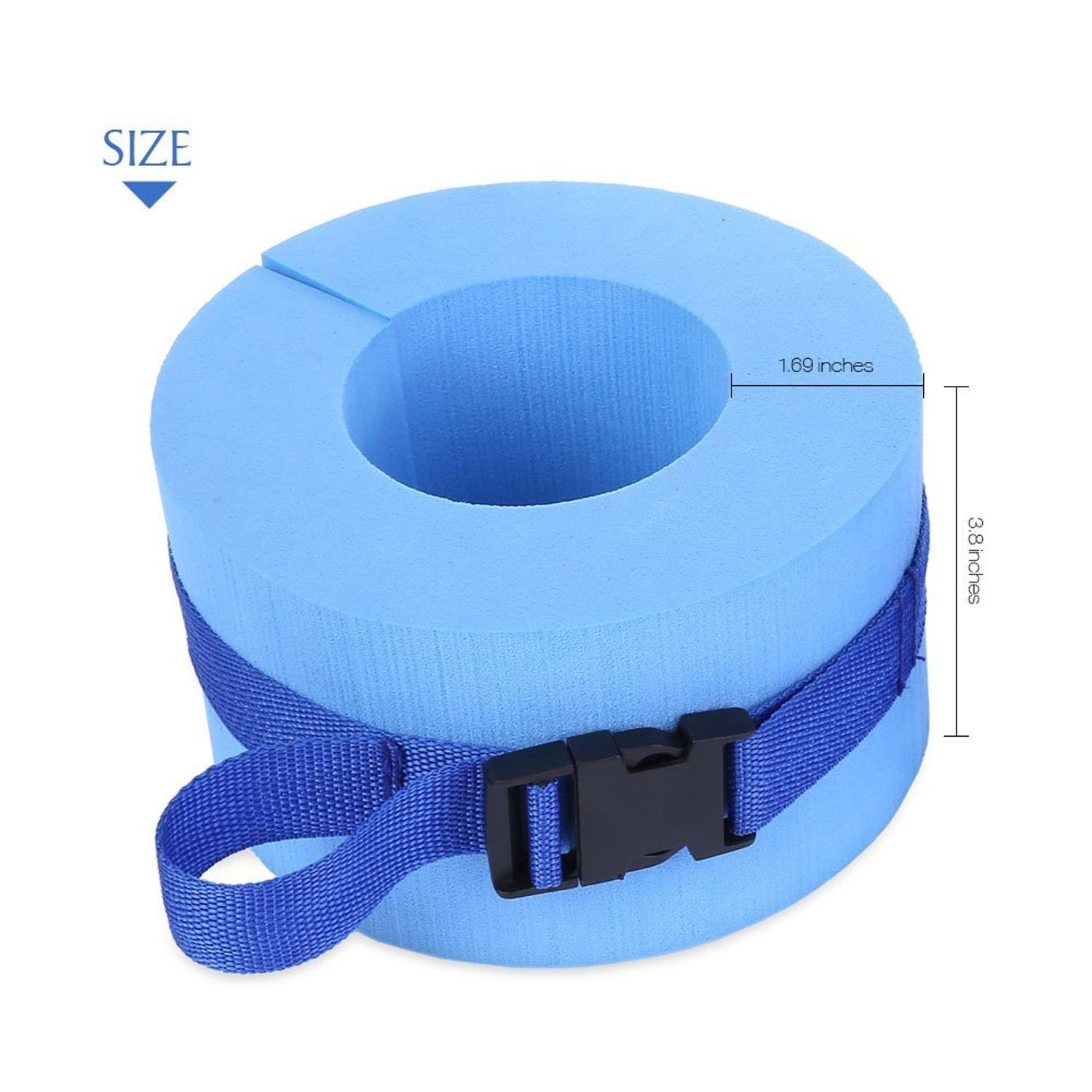 Foam Swim Aquatic Cuffs, Water Aerobics Float Ring Fitness Exercise Set, Ankles Arms Belts with Quick Release Buckle for Swim Fitness Training Set, Set of 2, Blue
