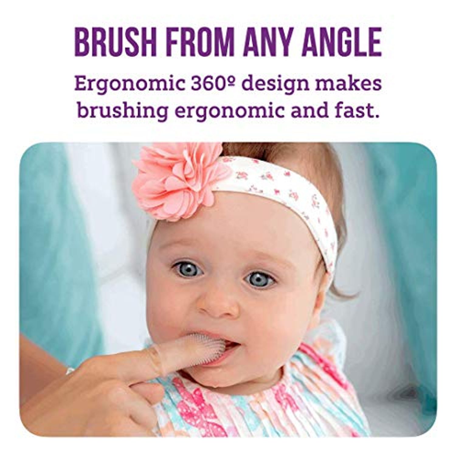 360º Bristle Silicone Baby Finger Toothbrush, 100% BPA Free for Toddlers and Infants 3 Months and Up, Full Surround Design for Teeth and Gum Cleaning; 2 Sets of Finger brushes – Clear