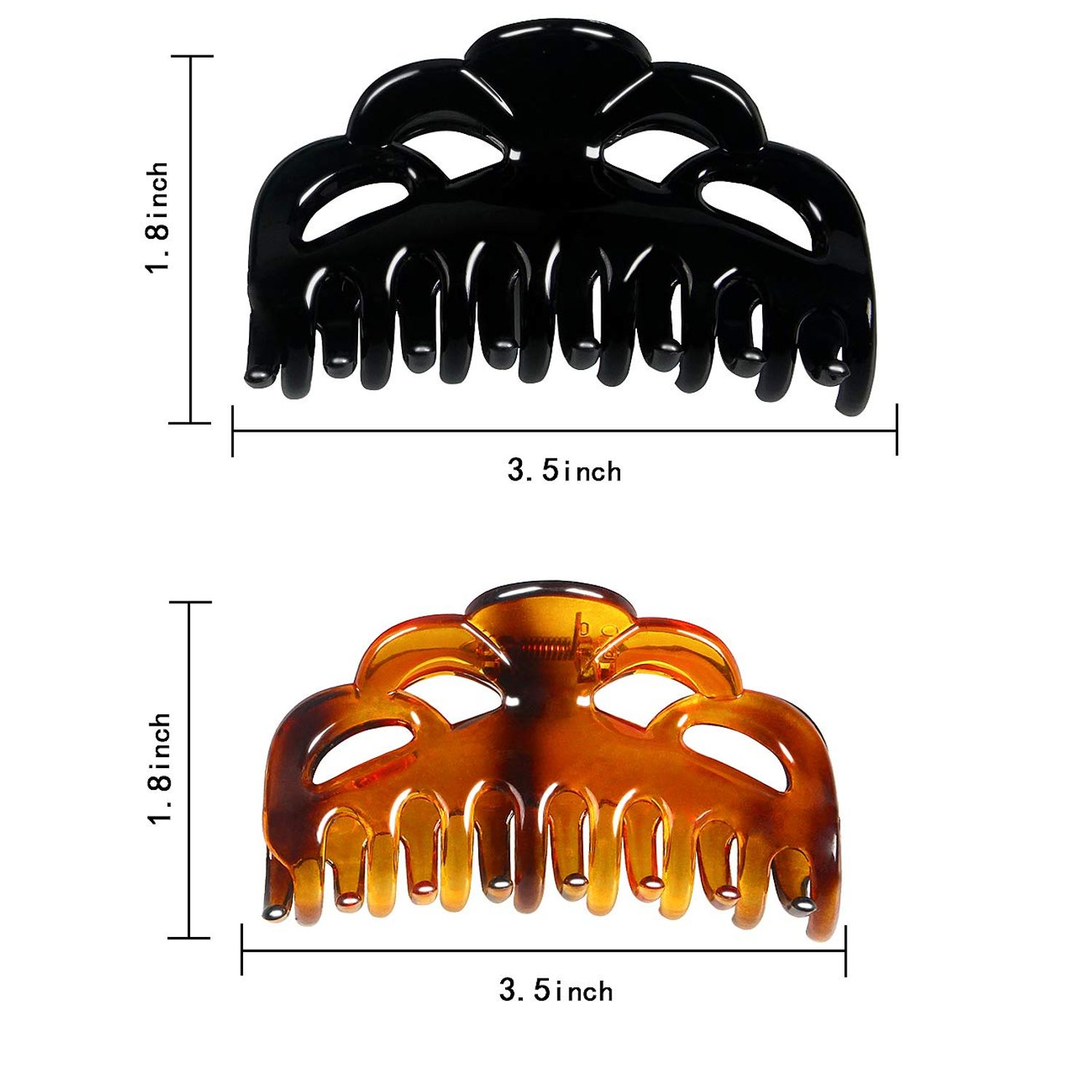 ACCGLORY Medium Hair Claw Clips for Women Fine Hair Plastic Claw Clamps Clips in Set (Arc-Black+Brownish Red-M)