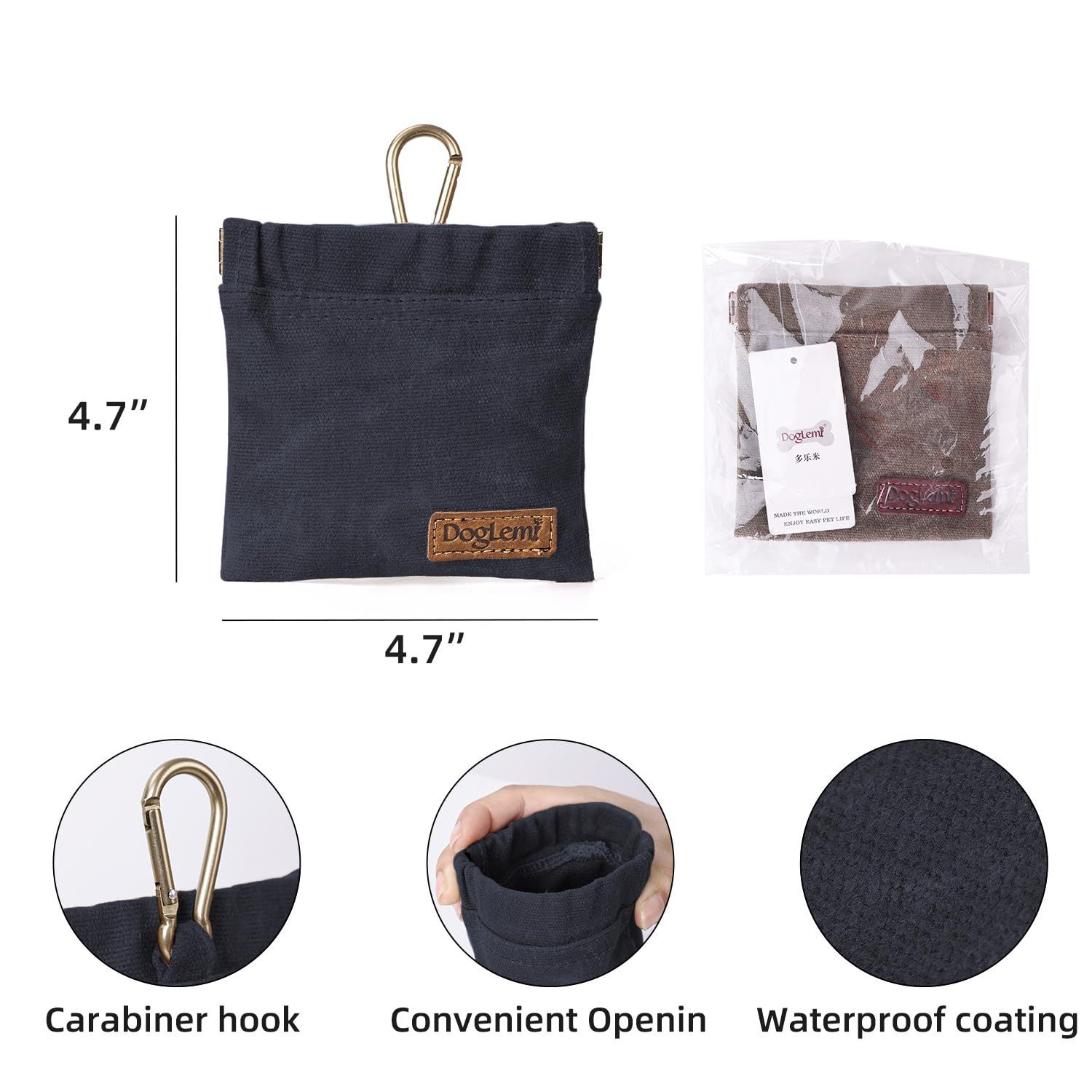 ETIAL Dog Treat Pouch,Portable Puppy Dog Training Treat Bag,Hand Free Dog Walking Bag,Auto Closing Pet Feed Snack Reward Pocket,Dog Food Dispenser for Pet Puppy Travel or Outdoor Use (Navy)