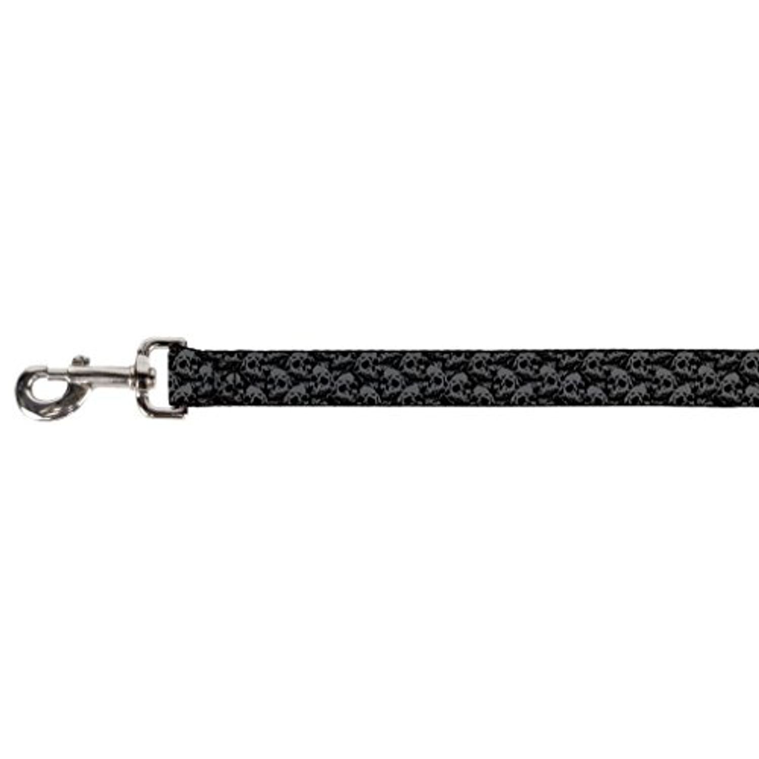 Buckle-Down Pet Leash - Skull Yard Black/Gray - 4 Feet Long - 1.5" Wide