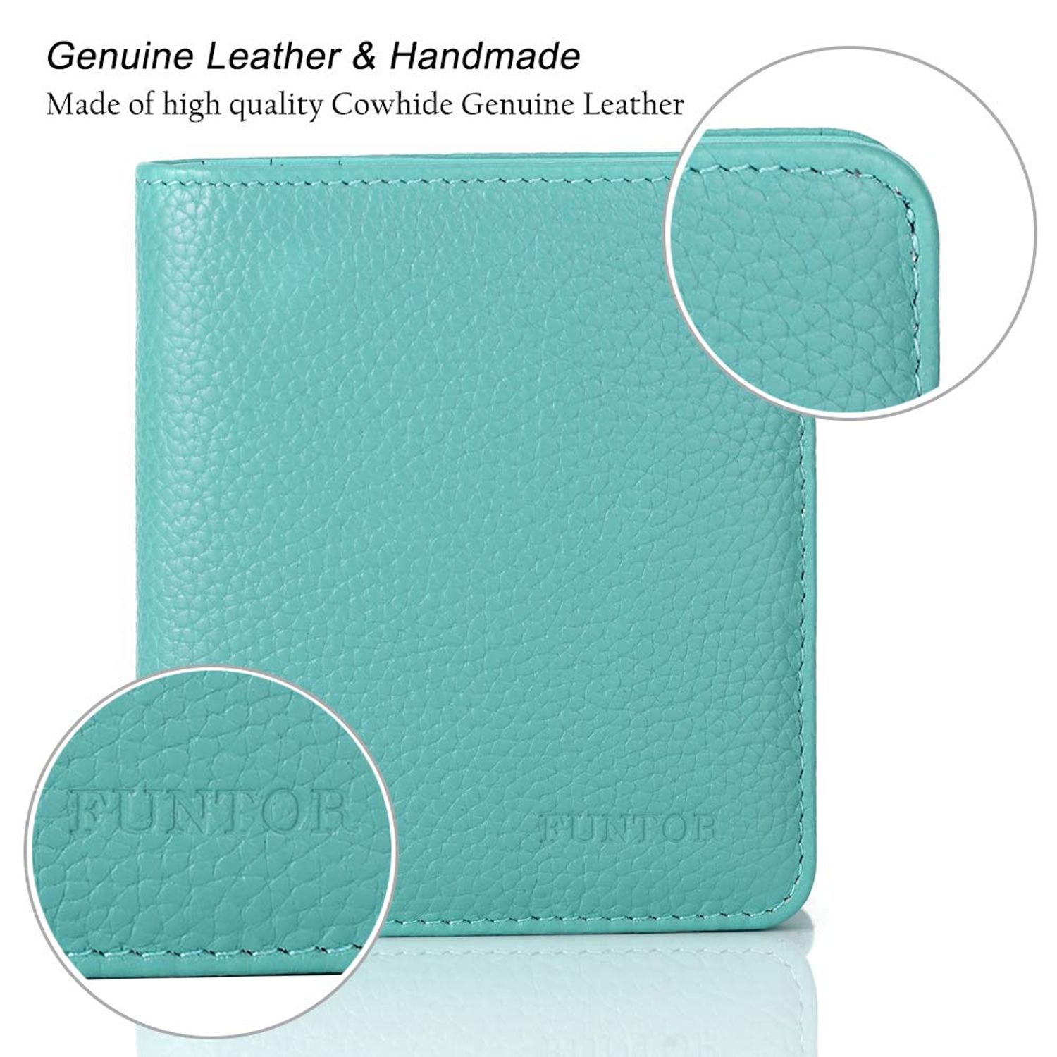 FUNTOR Small Wallets for Women, Ladies Small Compact Bifold Pocket RFID Blocking Genuine Leather Wallet for Women
