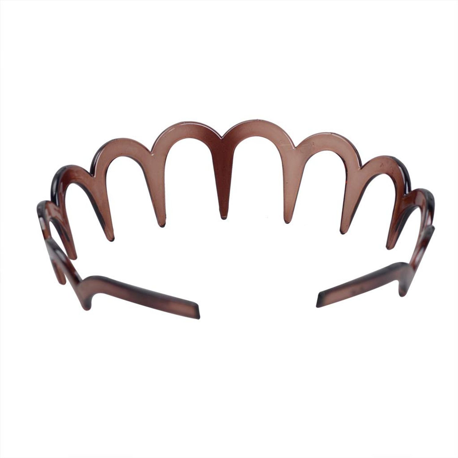 2Pcs Women Comfortable Shark Tooth Comb Headband Hair Band U Toothed Headband Lady Hair Accessory (Dark coffee color + Brown)