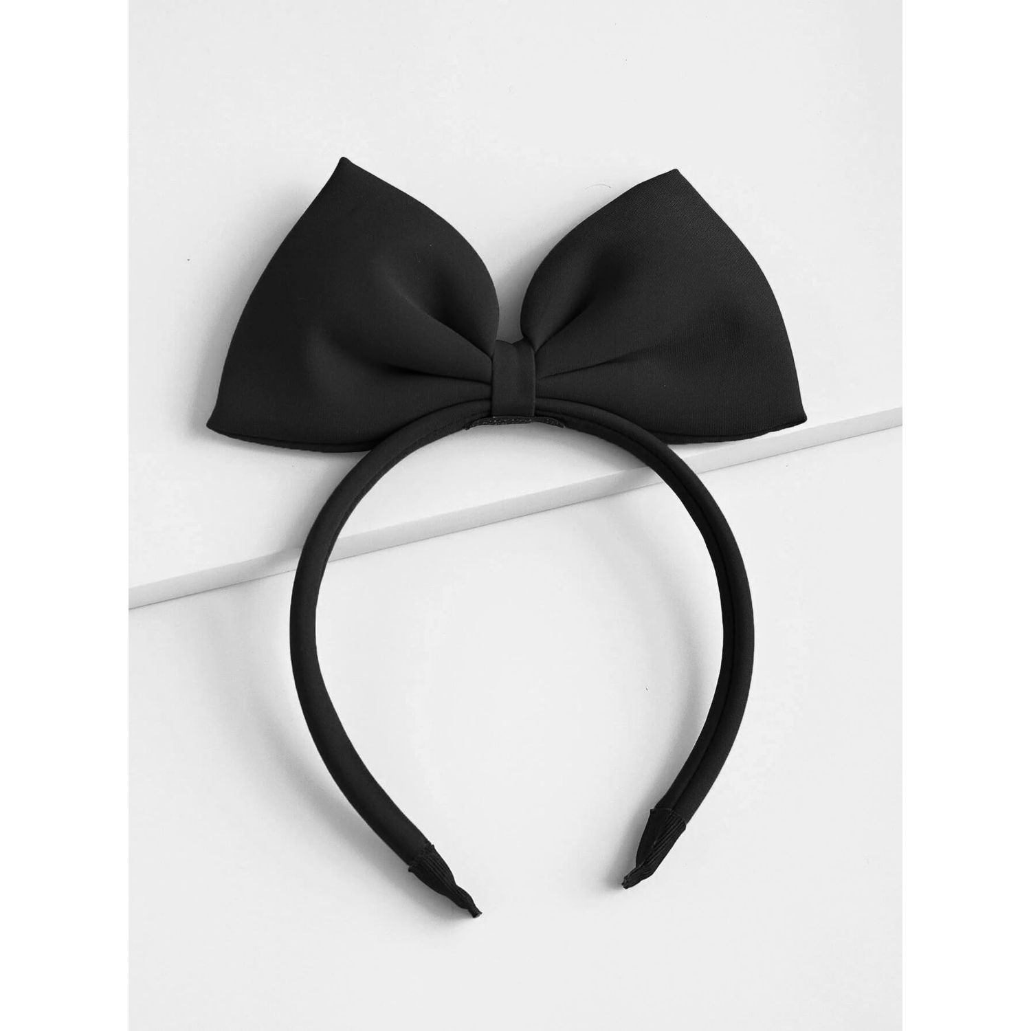 Huachi Black Bow Headband for Women Girls, Cute Big Bow Headbands Cosplay Costume Hair Accessories, Halloween Christmas Festivals Headdress Headpiece Adults Kids Party Decoration