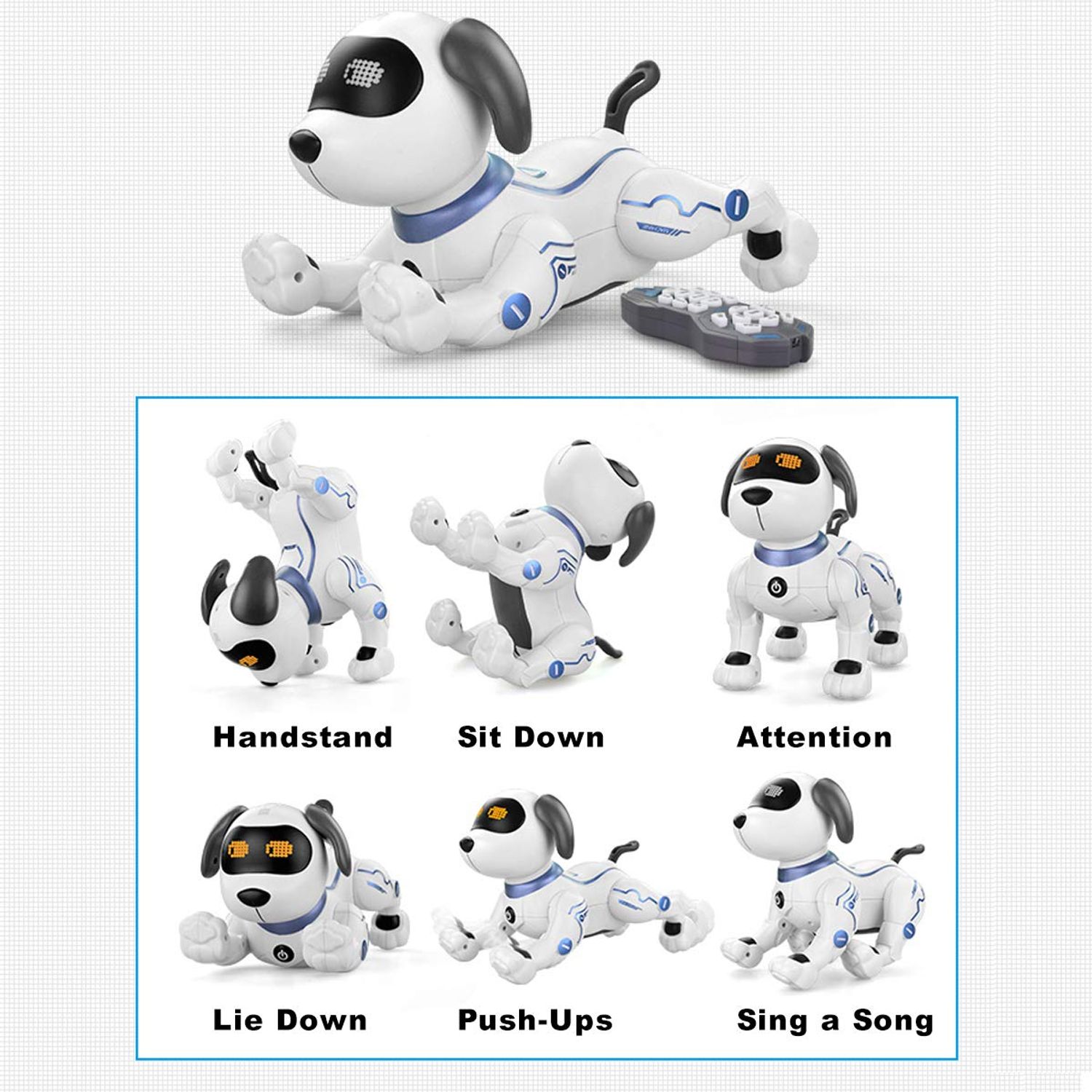 Fisca RC Robot Dog Toy - Voice Control Electronic Stunt Puppy for Kids 6-10 Years Old