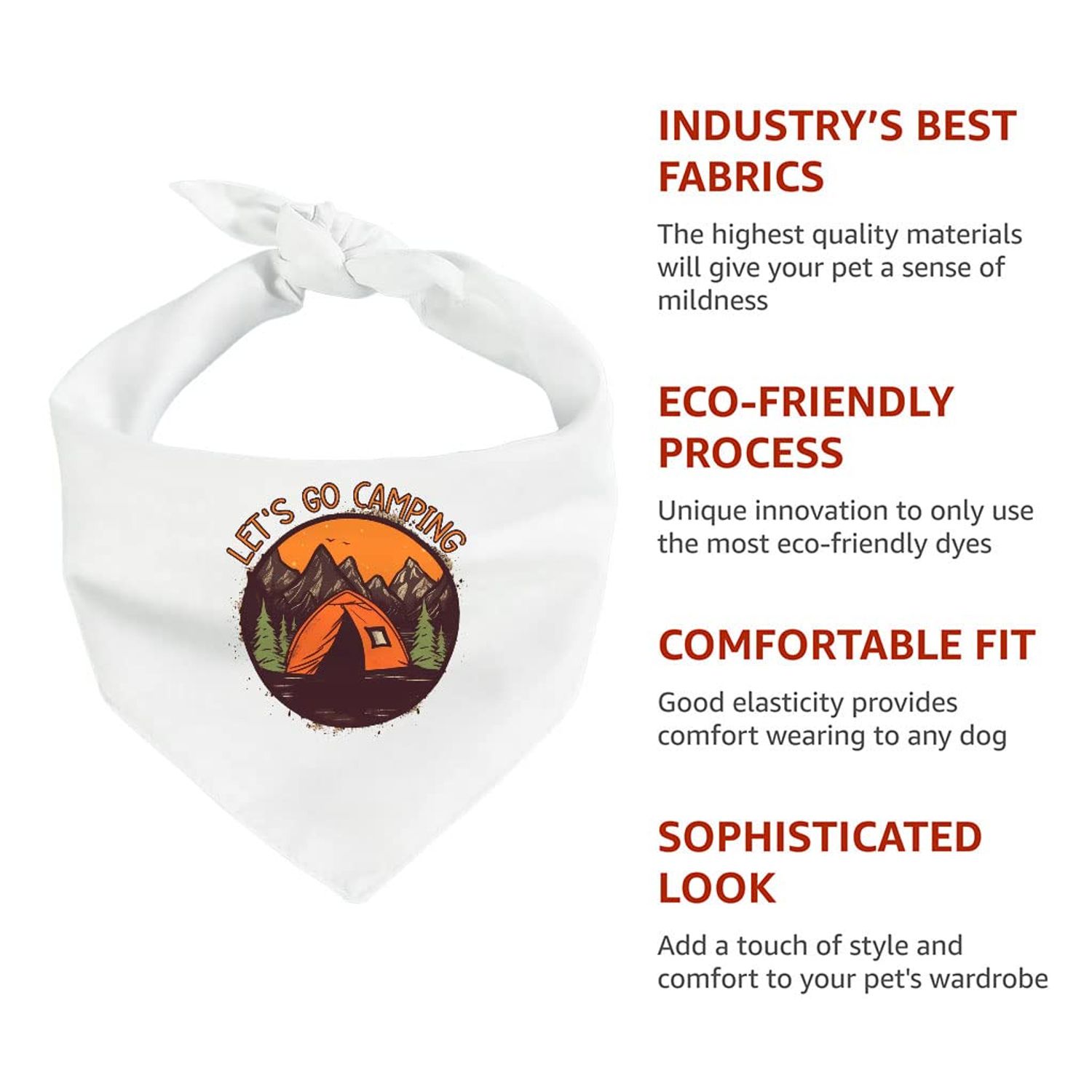 Let's Go Camping Pet Bandana - Tent Dog Bandana - Camping Pet Scarf - M
