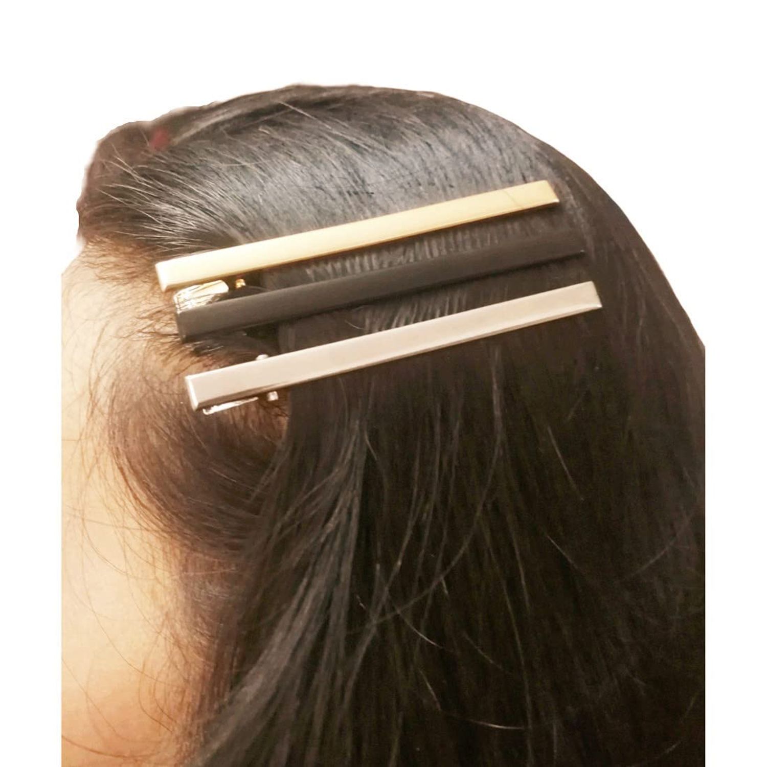 Hair Clips, Pack of 18Pcs 3.15" Metal Solid Color Alligator Hair Clips,Matte Metal Long and Skinny Hair Clips for Styling, Hair Barrettes for Women and Girls (Black /Silver/ Gold)