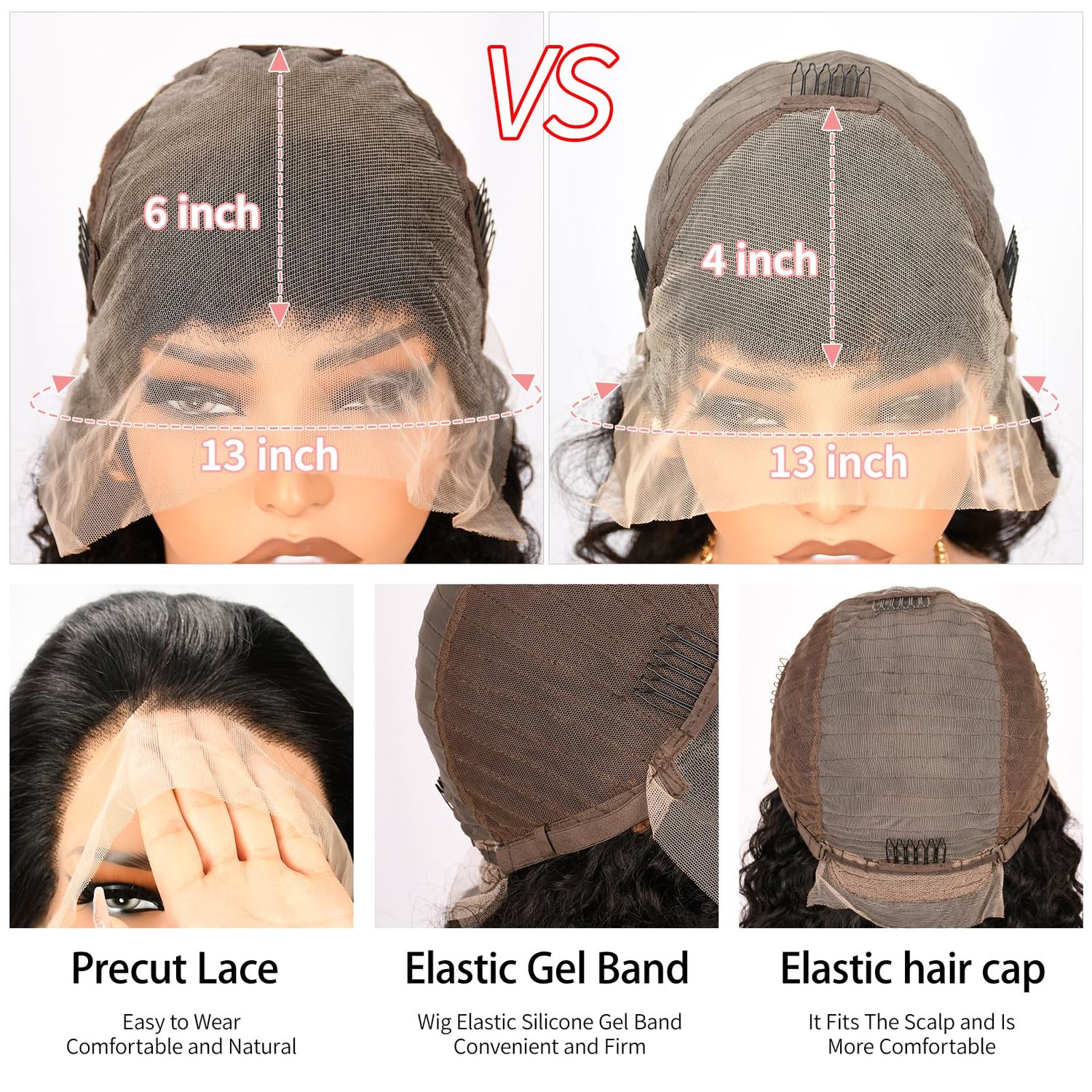 Anderah Body Wave Lace Front Wigs Human Hair 13x6 HD Lace Glueless Human Hair Wig Pre Plucked Natural Hairline Brazilian Human Virgin Hair Long Black Body Wave Wig for Black Women 180% Density 26Inch