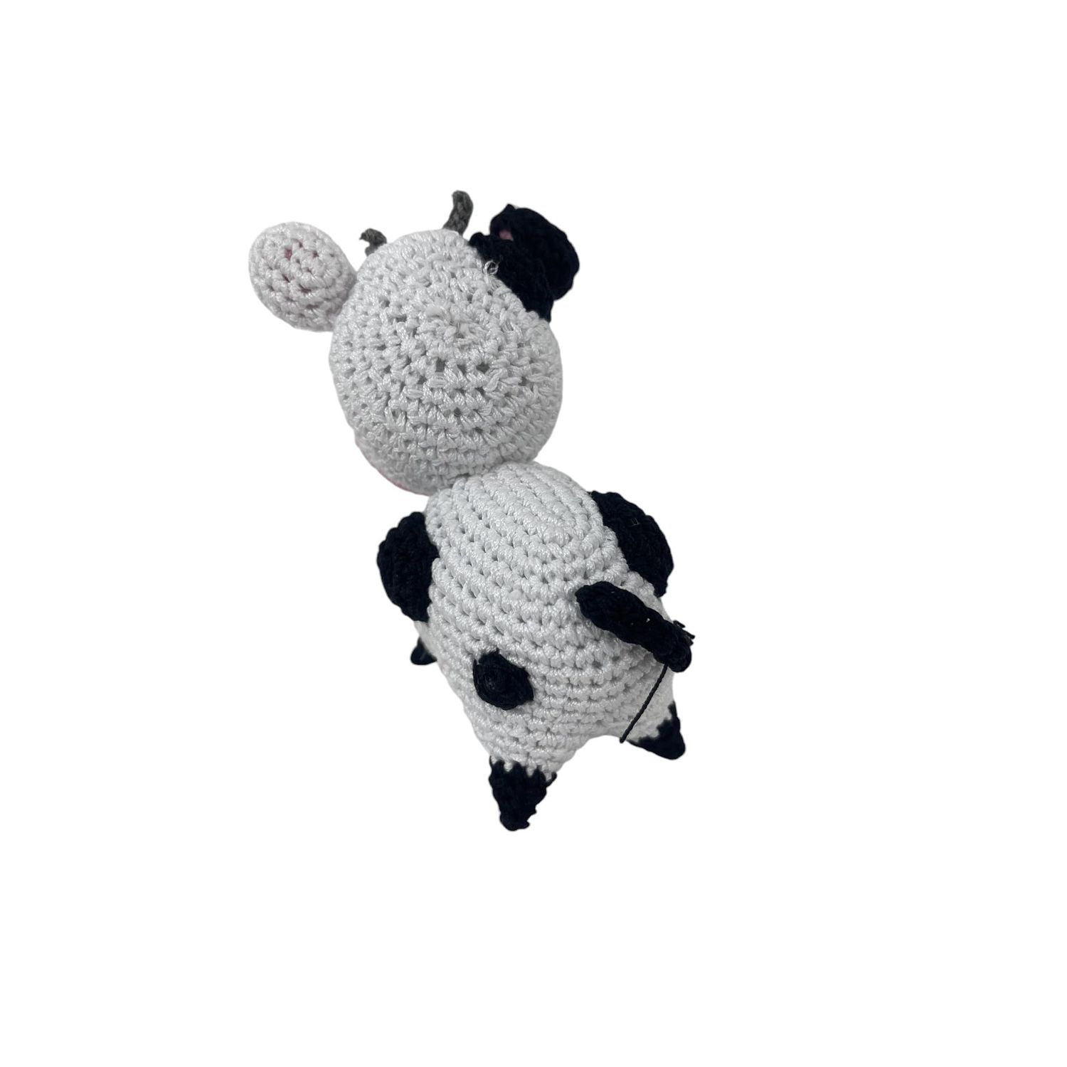 Skelapparel Dog Teeth Cleaning Organic Cotton Crochet Squeaky Dog Toy for Small Dog - Cow