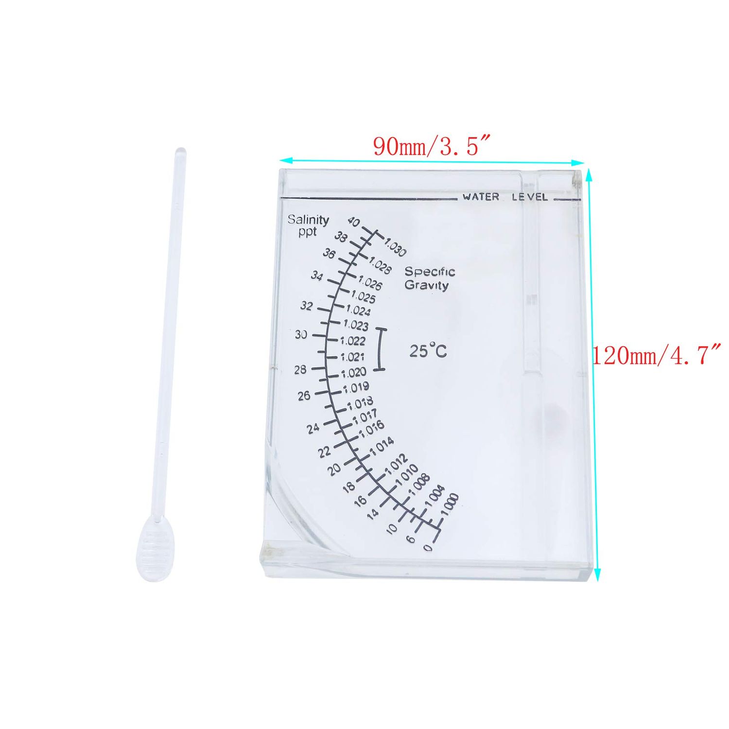 Semetall Salinity Tester Transparent Acrylic Aquarium Sea Hydrometer Salinity Meter Salinity Specific Gravity Test for Fish Tank Pond Water Saltwater Freshwater