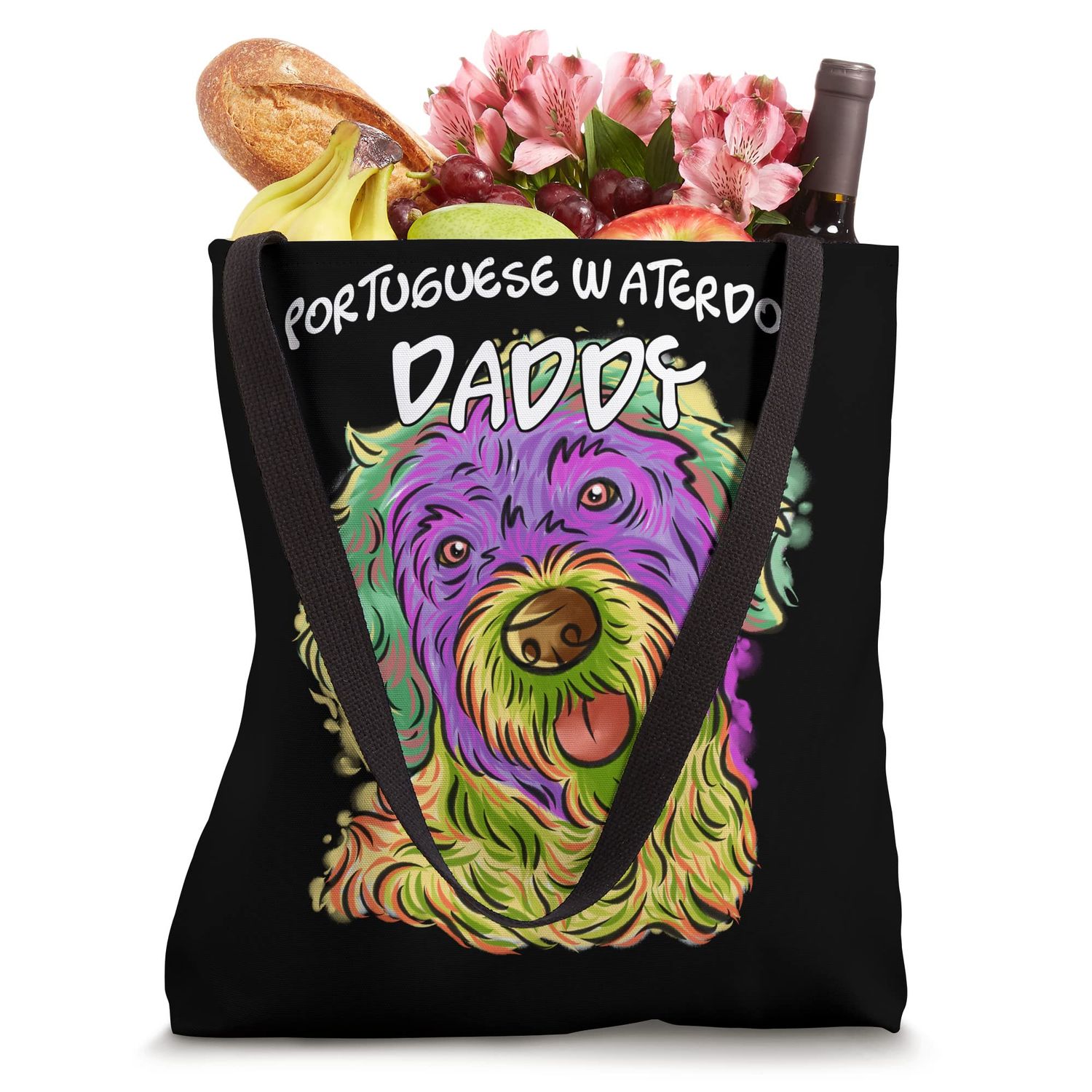 Colorful Pop Art Portrait Portuguese Water Dog Dad Daddy Tote Bag