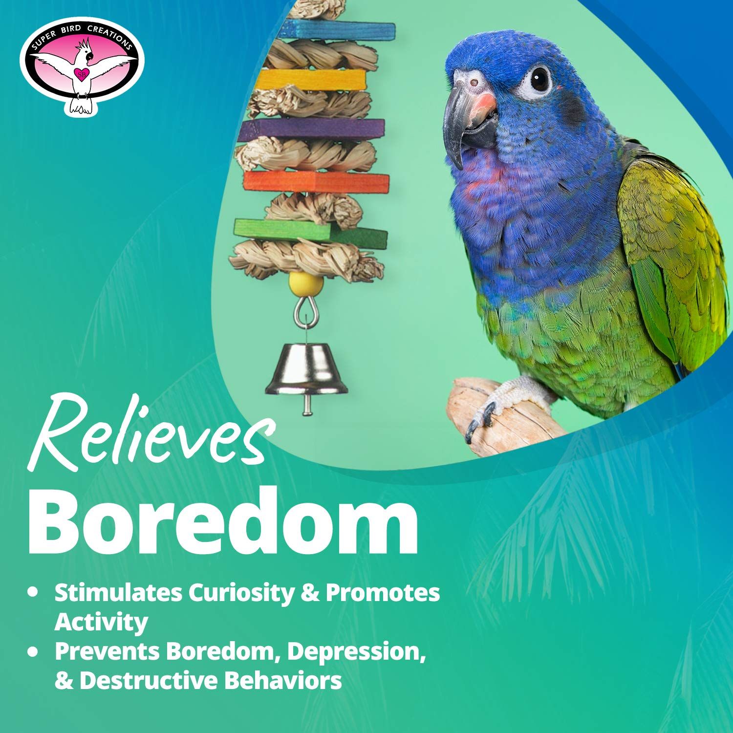 Super Bird Creations SB51095 - Seagrass Wafers Bird Toy for Medium Sized Birds, Ideal for Parrots, Conures, Cockatiels, Lovebirds, Budgies - Natural Chew Toy, Bird Cage Accessories - 9" x 2.5" x 1.5"