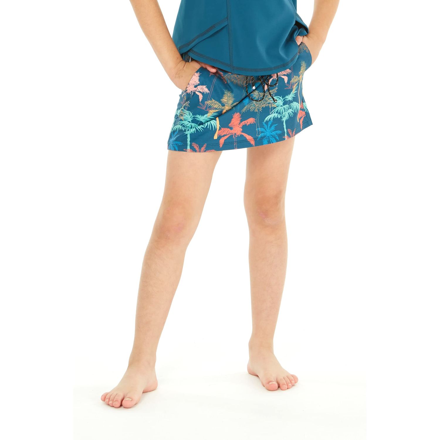 Matchable Mother or Daughter Hawaiian Activewear Set, Girl, Skorts, Crayon Palms Green, M