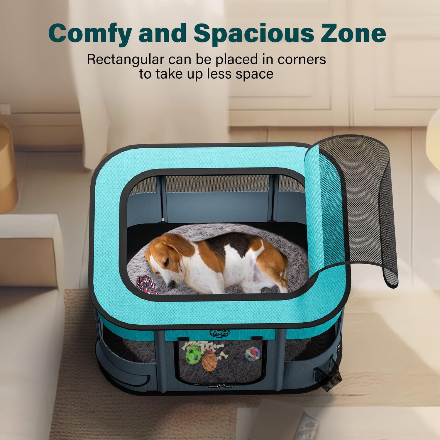 Dog Playpen, Puppy Play Pen Indoors Pet Playpens Outdoor Small Dogs Portable Foldable Crate Kennel House for Medium Large Cats Rabbit Guinea Pig Hamster Kitten with Carrying Bag + Food Bowl (S)
