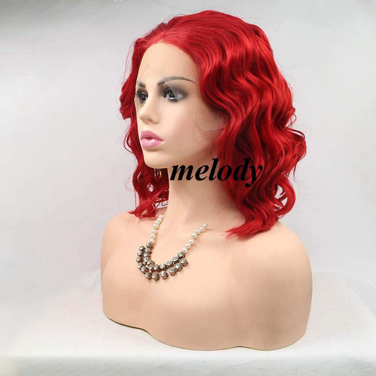 melody wig Short Red Curly Wigs Synthetic Red Lace Front Wigs For Women Hair Heat Resistant Fiber Short Hair Wigs Cosplay Wigs 14" …