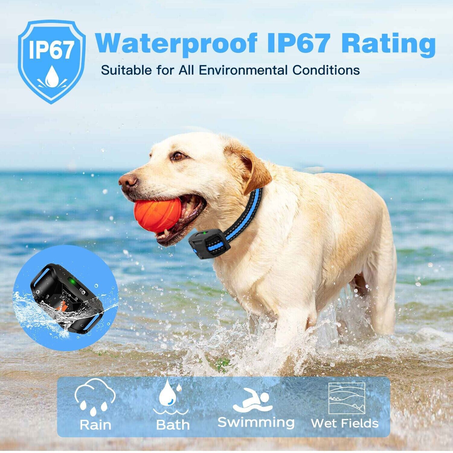 Dog Pet Training Collar Rechargeable Waterproof Electric Anti Bark Shock 3300 FT