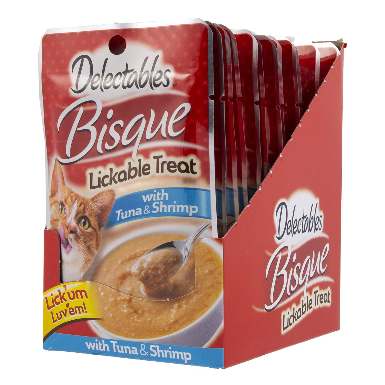 Delectables Bisque Lickable Wet Cat Treats - Tuna & Shrimp - 12 Pack