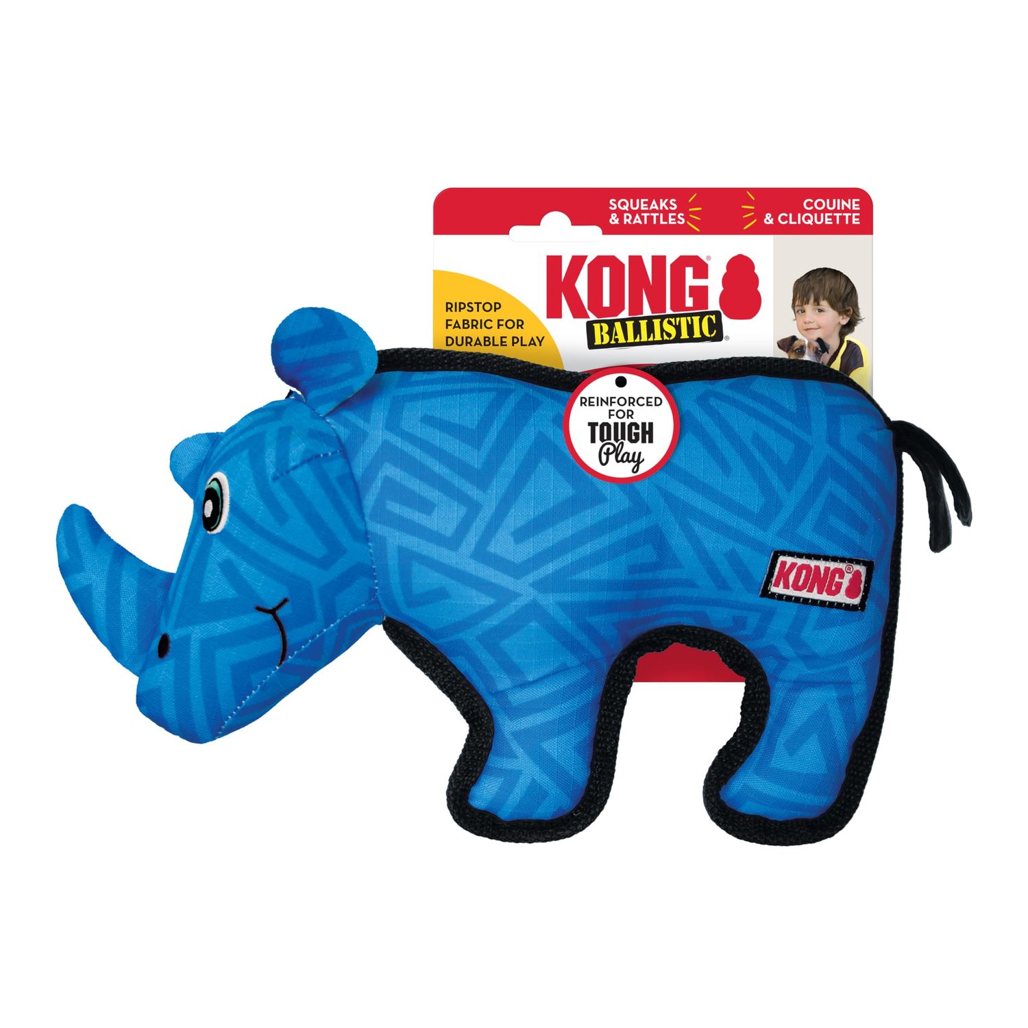KONG Ballistic Durable Squeaker Dog Toy (Rhino)