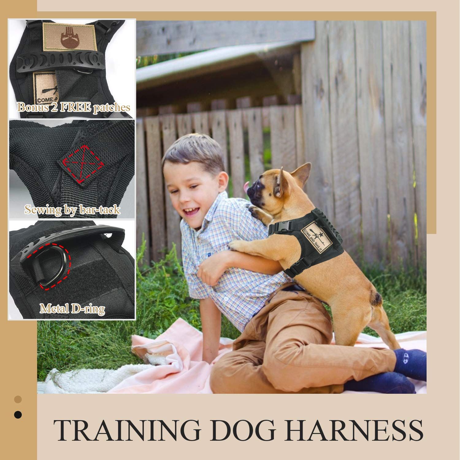 SALFSE Tactical Dog Training Harness Outdoor Working Vest Adjustable Military MOLLE Dog Vest Harness with Rubber Handle