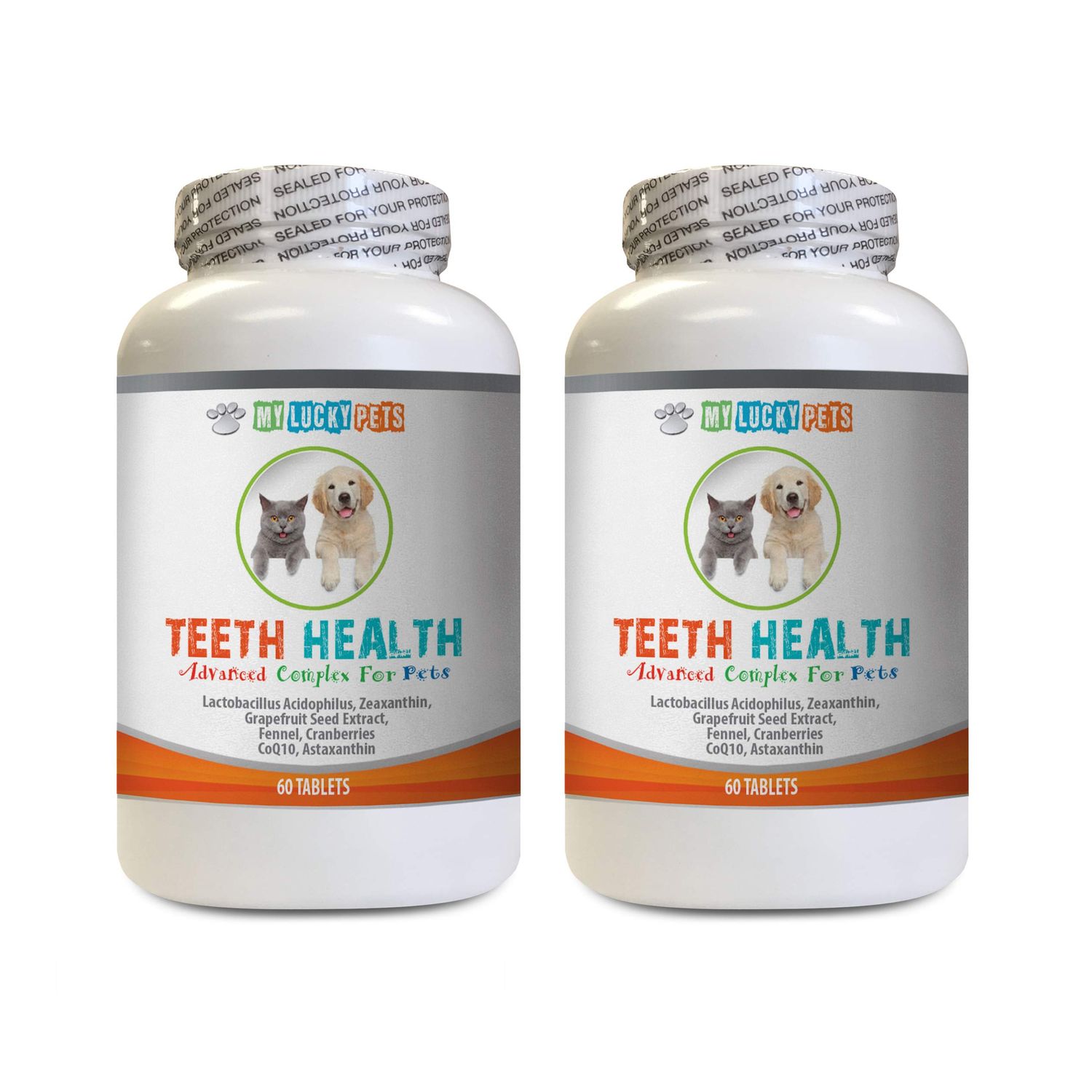 MY LUCKY PETS LLC Bad Breath cat Treats - PET Teeth Health AID - Dogs and Cats - Immune Boost - Gum and Oral Care - Vitamins for Cats Immune System - 2 Bottles (120 Tablets)