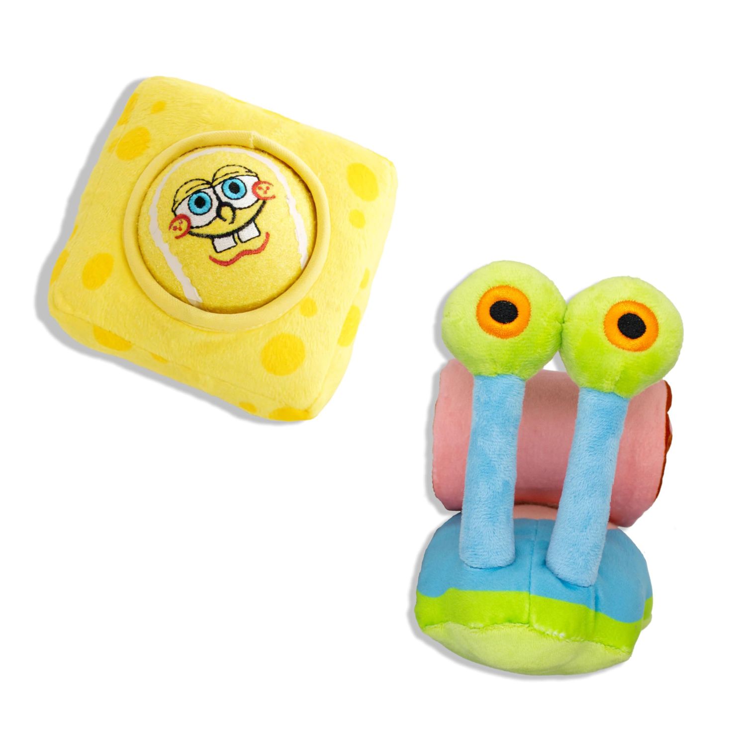 design LAB, Inc. Spongebob Squarepants Official Merchandise | Plush Dog Toys | 2-Pack Gary & Spongebob Tennis Ball & Treat Dispenser