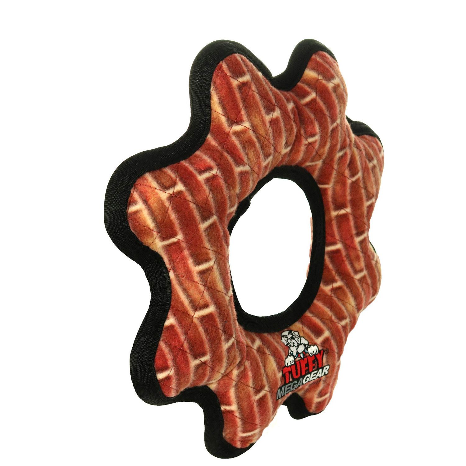 TUFFY - World's Tuffest Soft Dog Toy - MEGA Gear Ring - Squeakers - Multiple Layers. Made Durable, Strong & Tough. Interactive Play (Tug, Toss & Fetch). Machine Washable & Floats. (Brick 2 Pack)