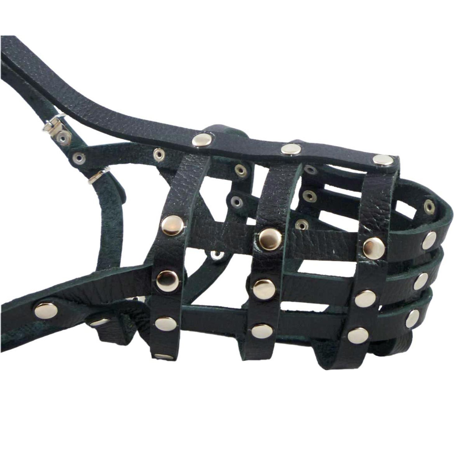 Secure Leather Mesh Basket Dog Muzzle #13 Black - German Shepherd, Labrador, Husky, Retriever (Circumference 12.25", Snout Length 4.75")