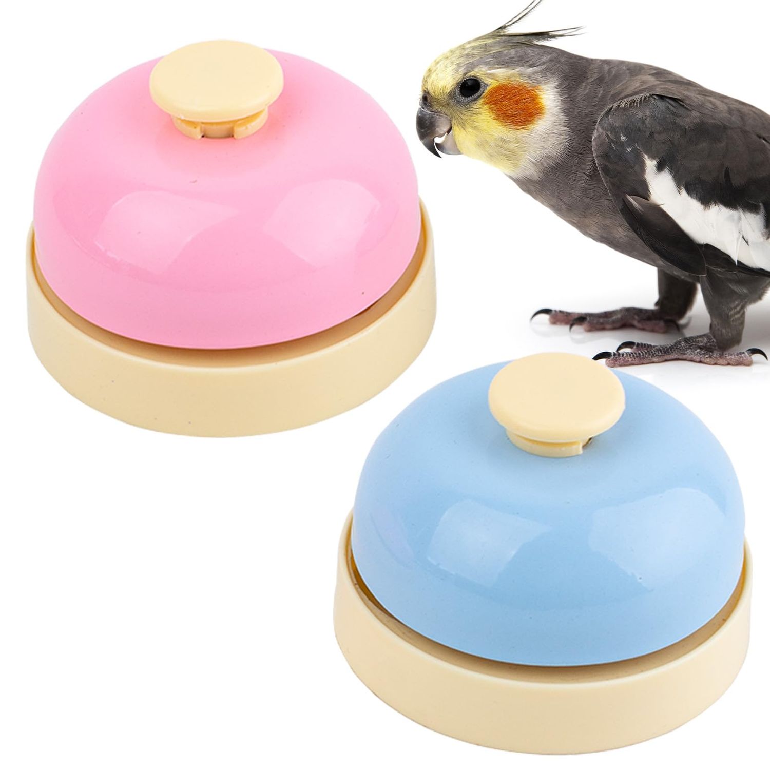 FlidRunest Bird Bell Toys, 2 Pack Parrot Training Bell, Bird Tell Bell, Pet Training Bell Toy, Bird Stainless Steel Bell for Parrots, Parakeets, Conures, Cockatiels, Dogs