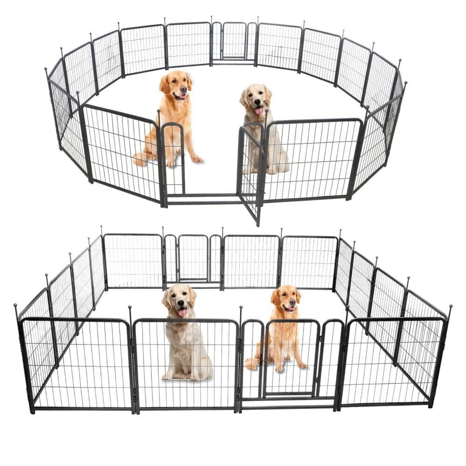 16 Panels Dog Playpen for Outdoor,yard,camping,24"Height Dog Fence with 2 Doors