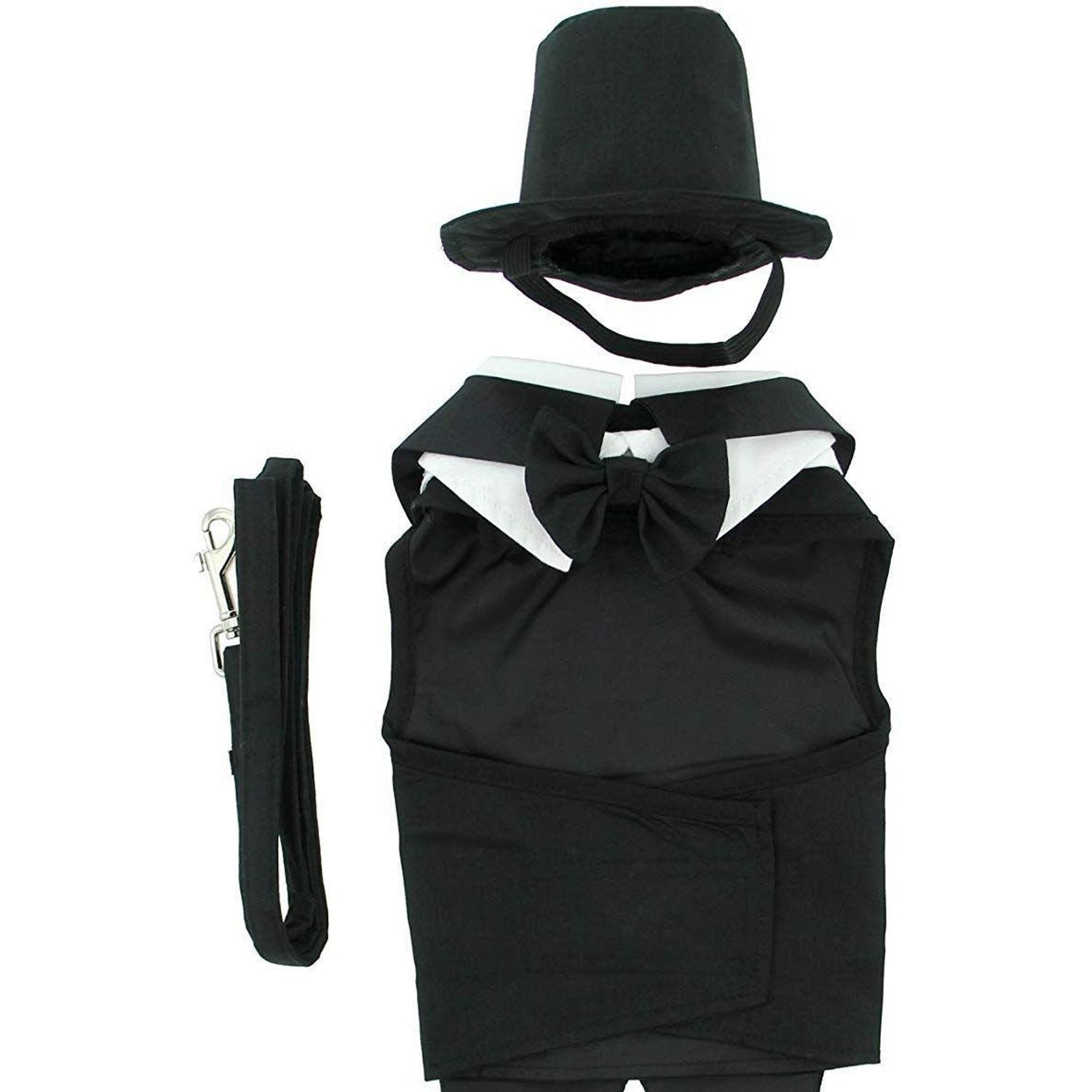 DOGGIE DESIGN Dog Tuxedo w/Formal Tails- Black, XL (Chest 21-26")