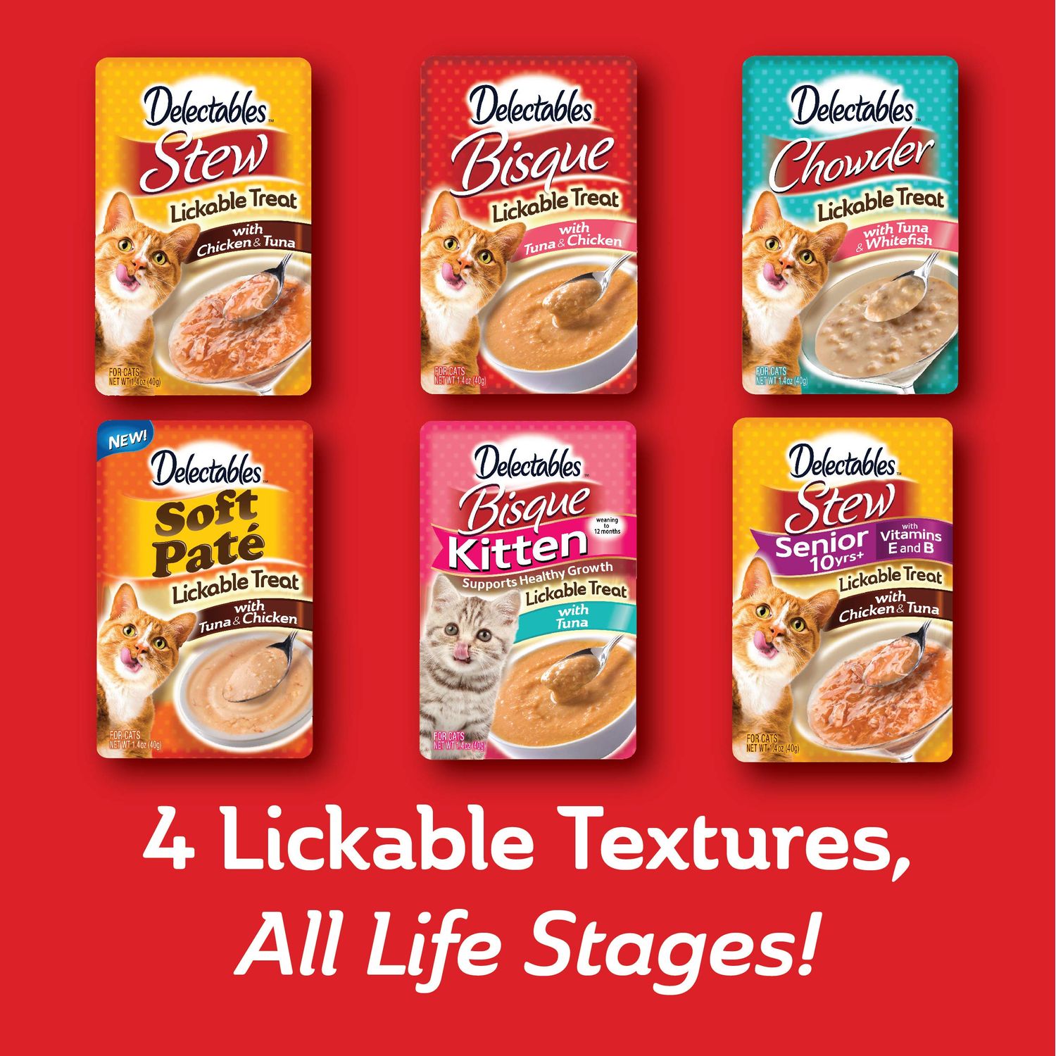 Delectables Bisque Lickable Wet Cat Treats - Tuna & Shrimp - 12 Pack