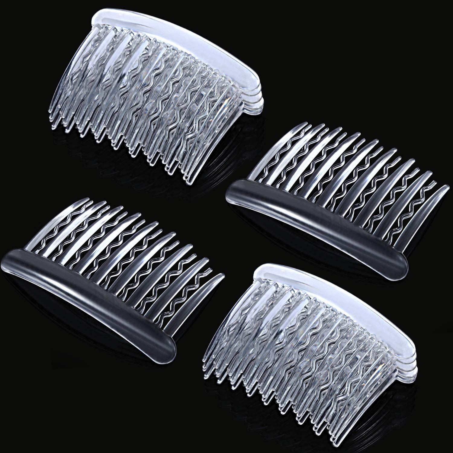 Gejoy 12 Pieces Plastic Teeth Hair Combs Tortoise Side Comb Hair Accessories for Fine Hair (Transparent)