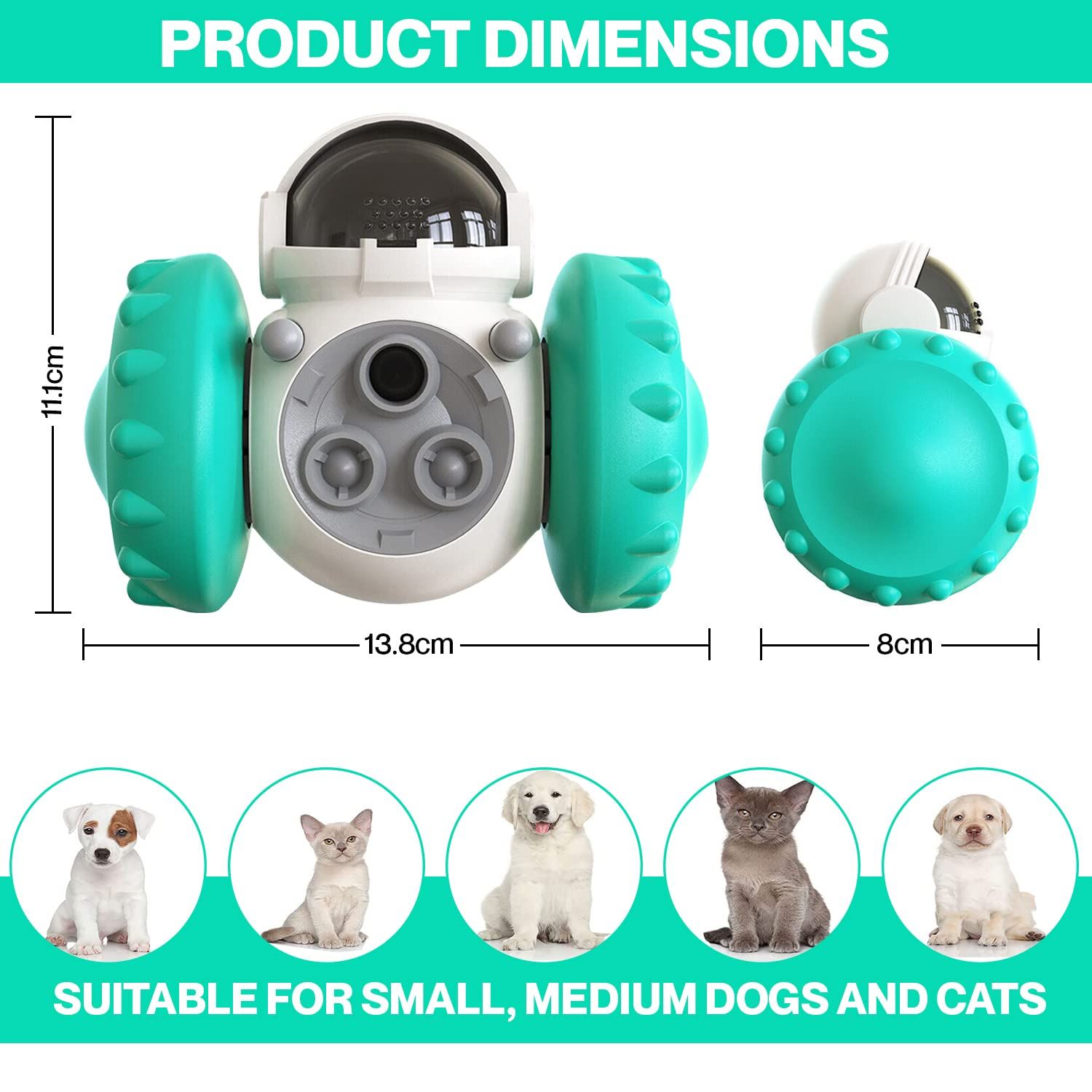 Dog Toy Dispenser - Doggy Treat Dispensing Chase Toys for Mind & Health Improvement - Pet Interactive Food Puzzle Toy for Medium Small Dogs - IQ Training Slow Feeder Toy for Dog & Cats