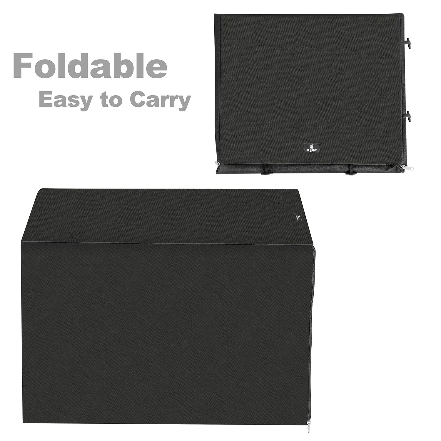 X-ZONE PET Double Door Dog Crate Cover - Polyester Pet Kennel Cover (Fits 24 30 36 42 48 inches Wire Crate) (36 Inch, Black)