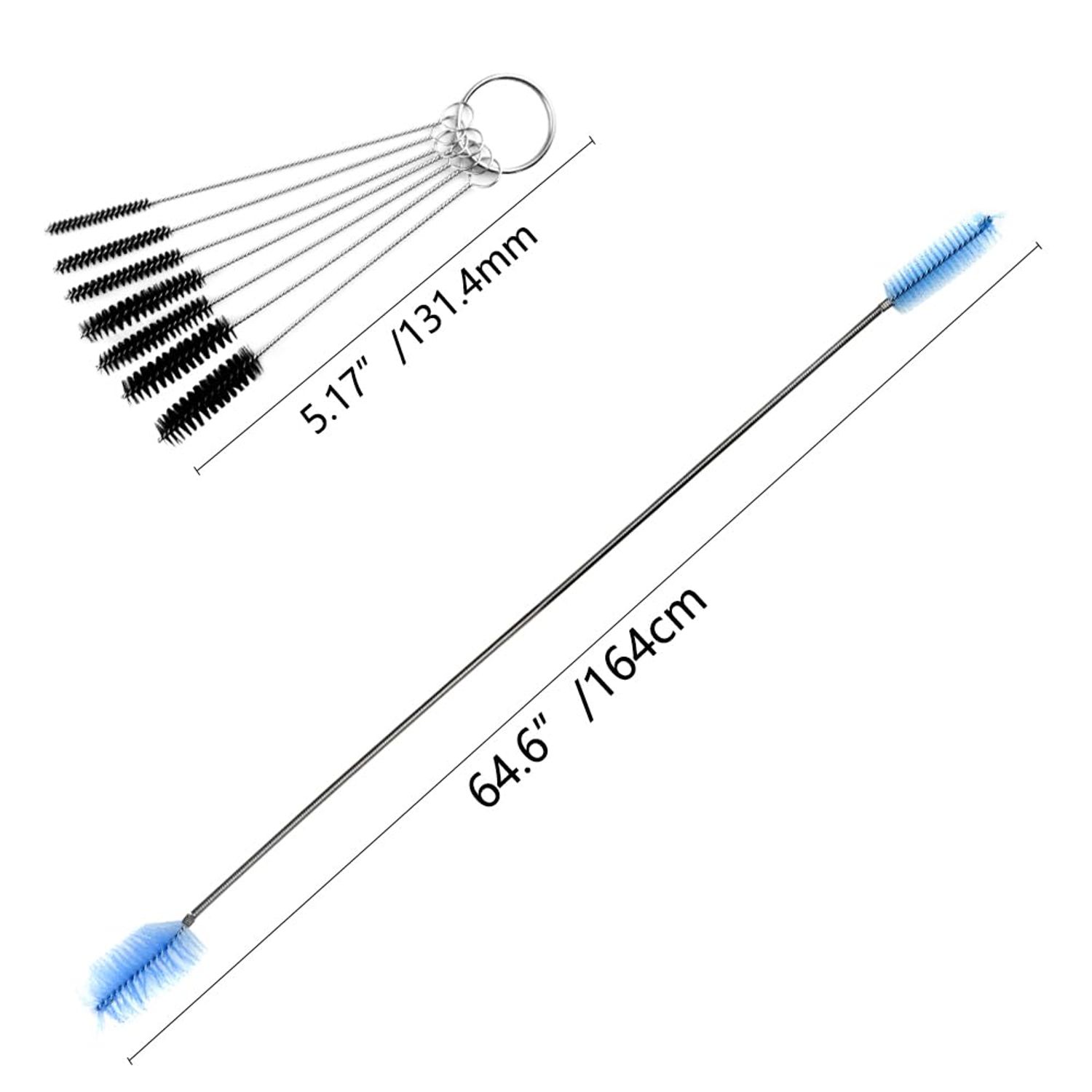 LILYS PET 19 Pieces Tube Cleaning Brushes Set,Flexible Double-Ended Hose Brush with Stainless Steel Long Tube Cleaning Brush,Aquarium Brushes, Pipe Cleaner,Filter Brush,Drain Brush for Home Kitchen