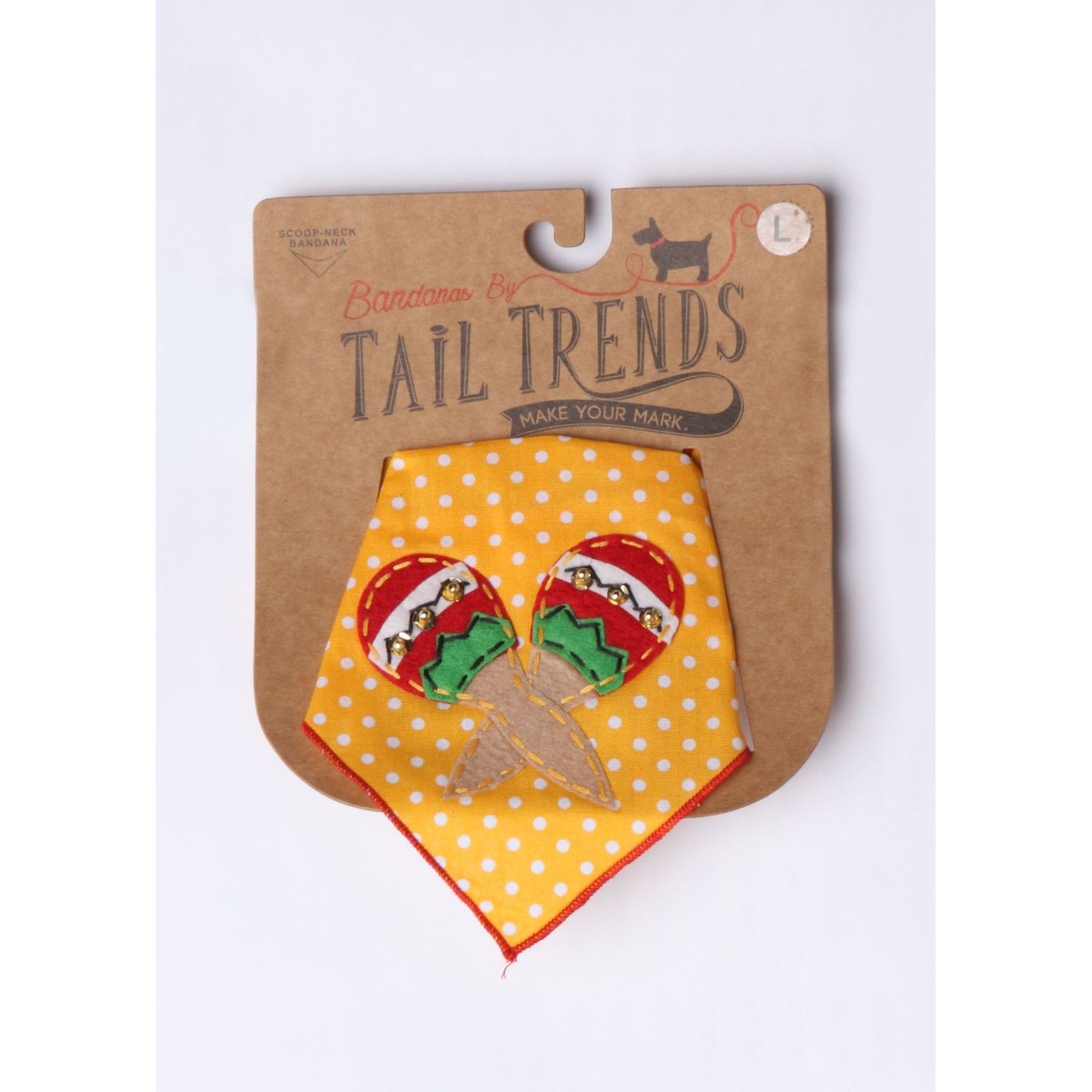 Tail Trends Cinco de Mayo Dog Maracas Dog Bandana for Medium to Large Sized Dogs - 100% Cotton